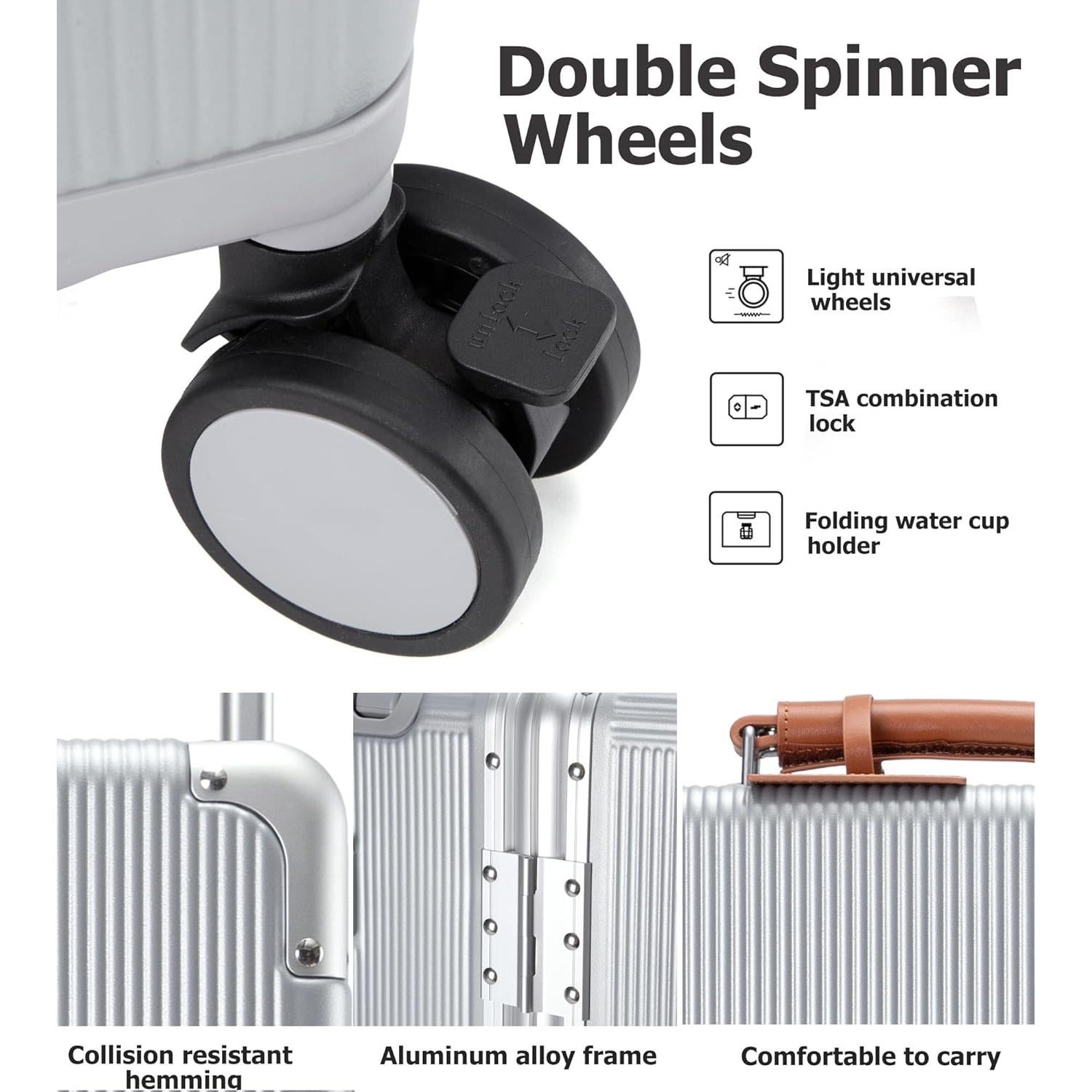 Maleta de Mano Feilario 20" Aluminio Duro TSA Pro-Silver