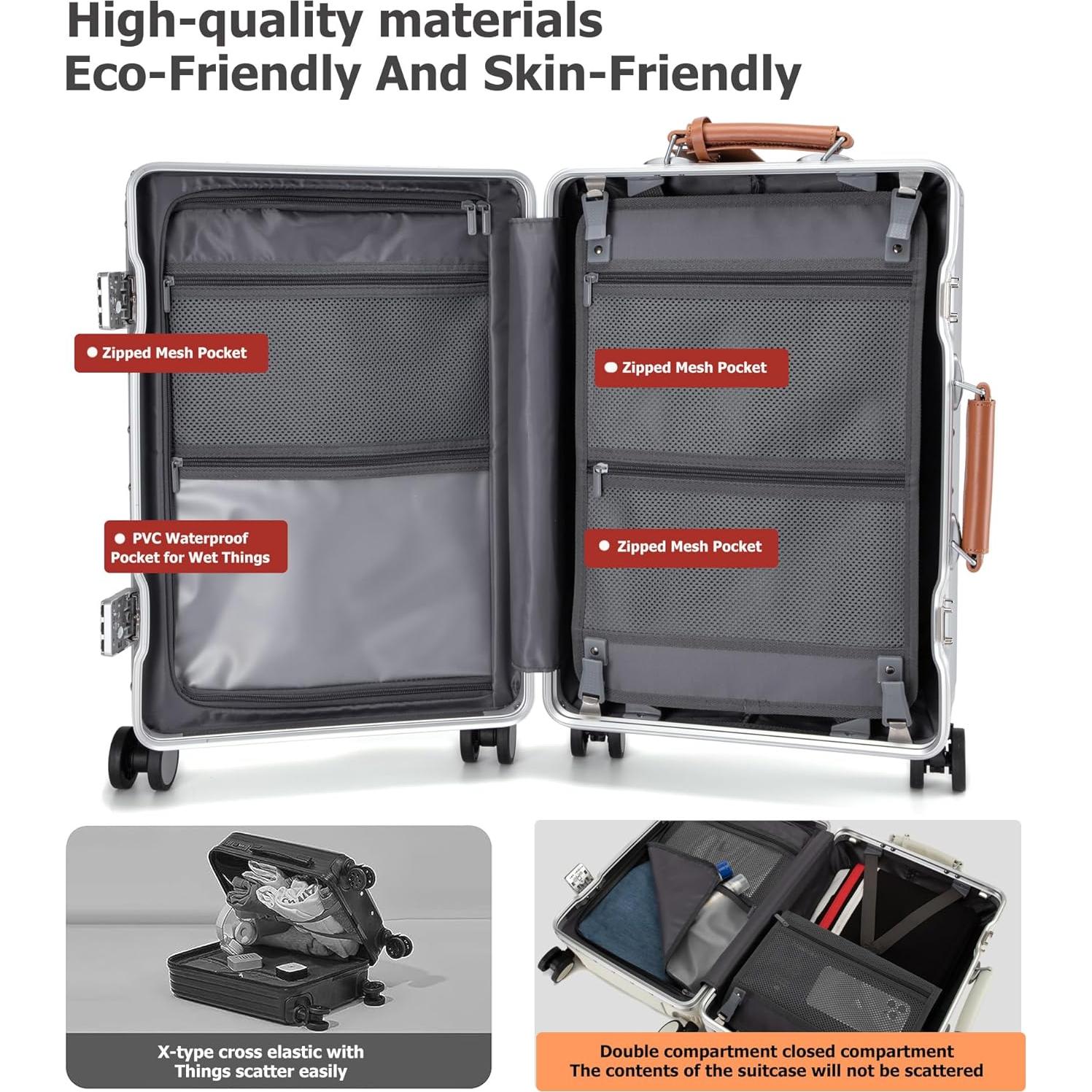 Maleta de Mano Feilario 20" Aluminio Duro TSA Pro-Silver