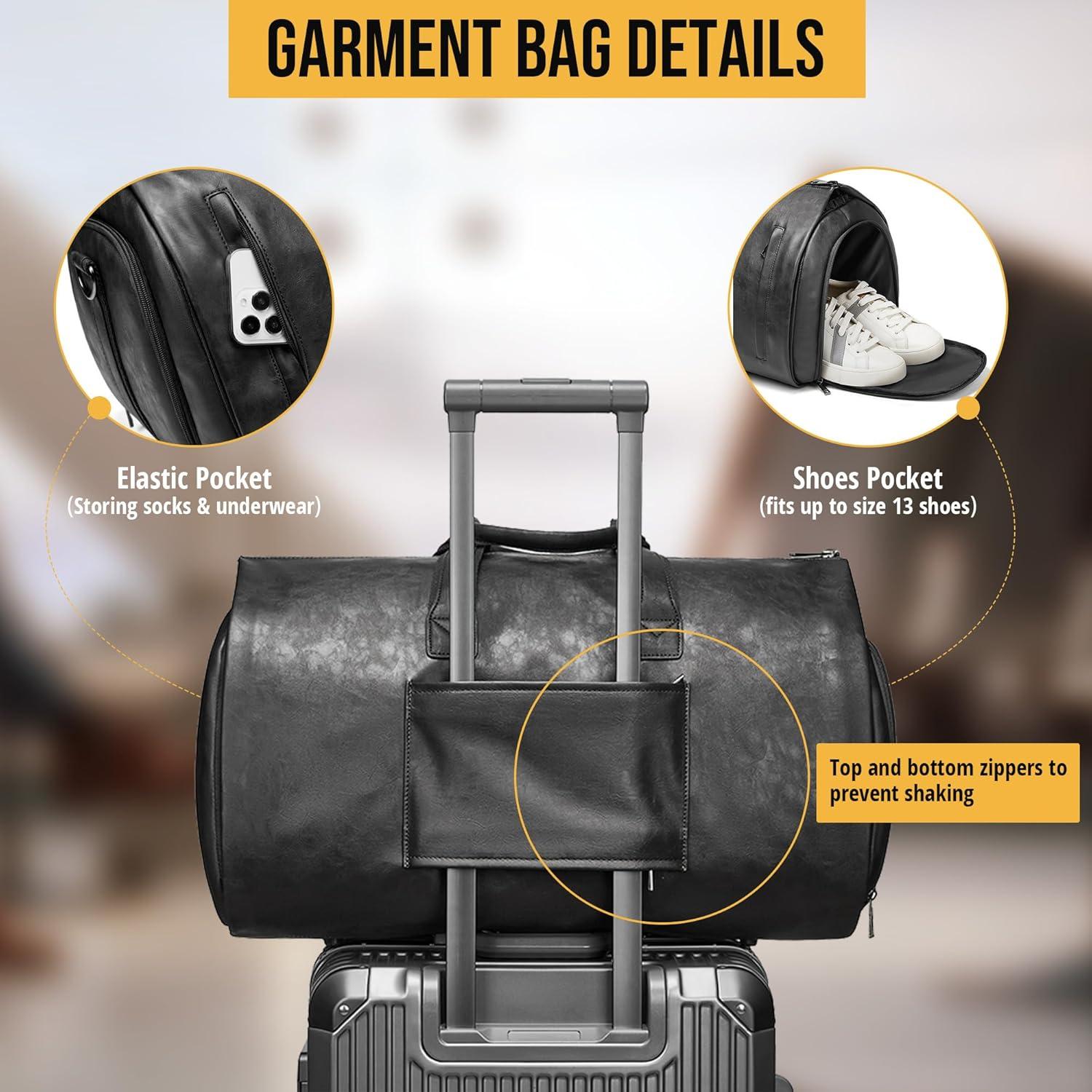 Bolsa de Ropa Convertible Wymulot 50L Negra con Compartimento para Zapatos