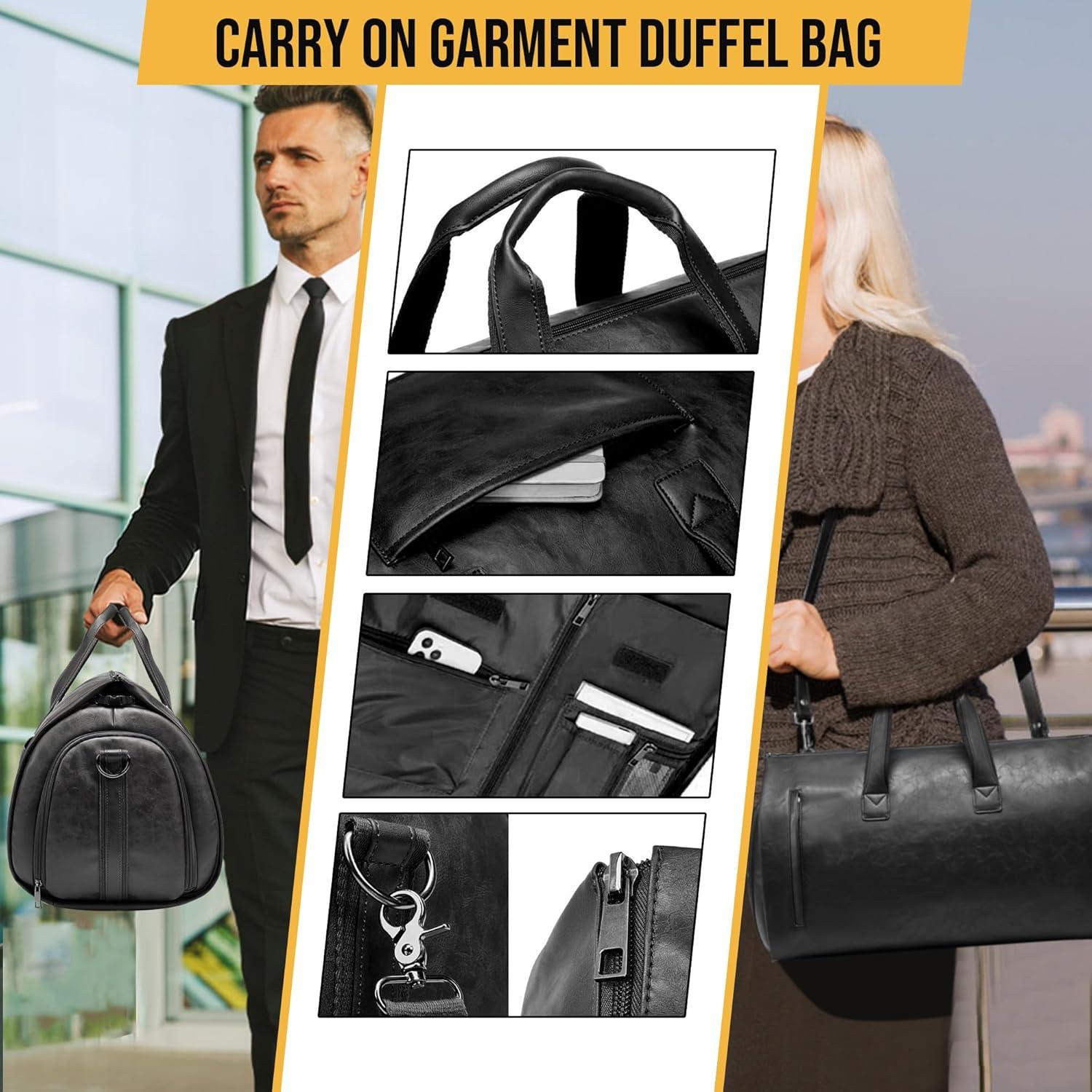 Bolsa de Ropa Convertible Wymulot 50L Negra con Compartimento para Zapatos