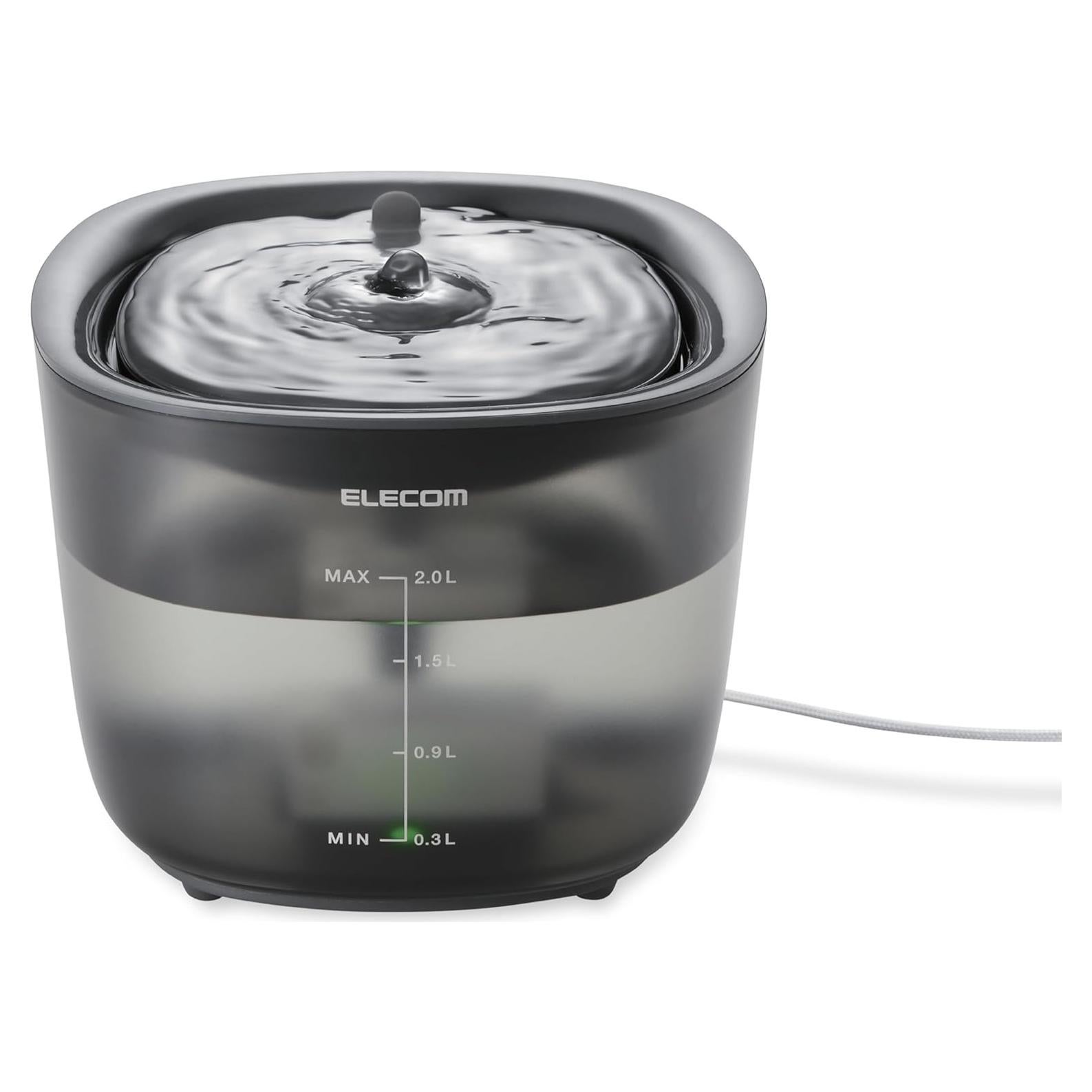 Fuente de Agua Silenciosa para Mascotas ELECOM 2L Negra