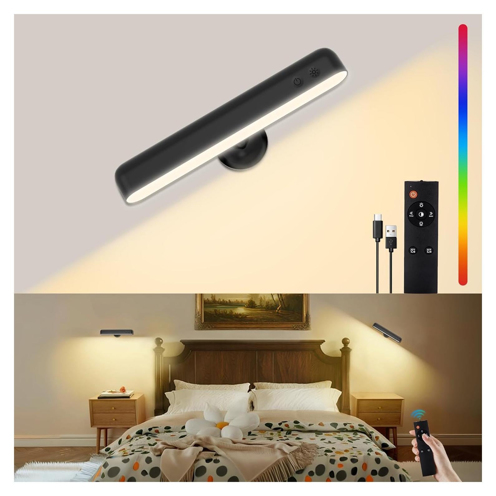 Aplique de Pared LED Recargable Llamau 7500mAh Negro