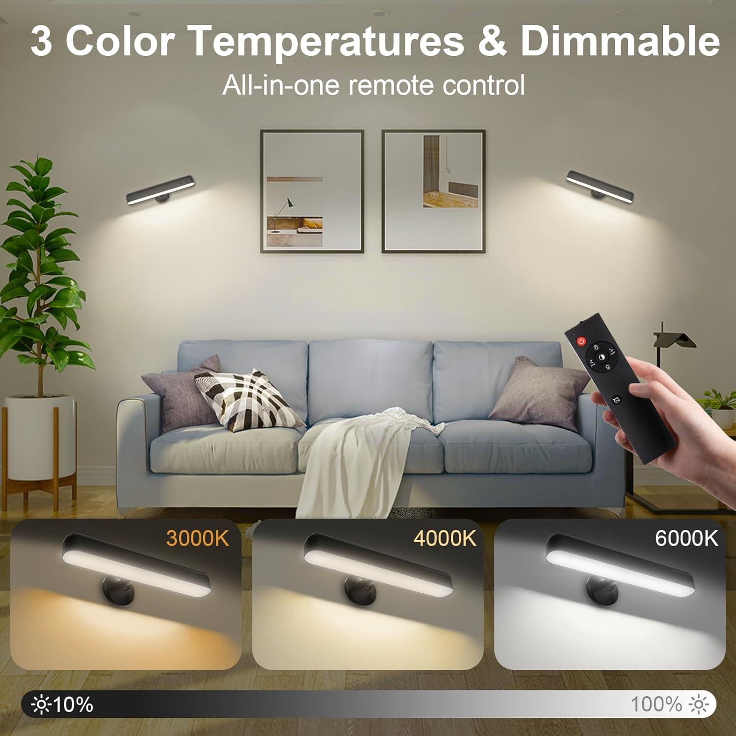 Aplique de Pared LED Recargable Llamau 7500mAh Negro