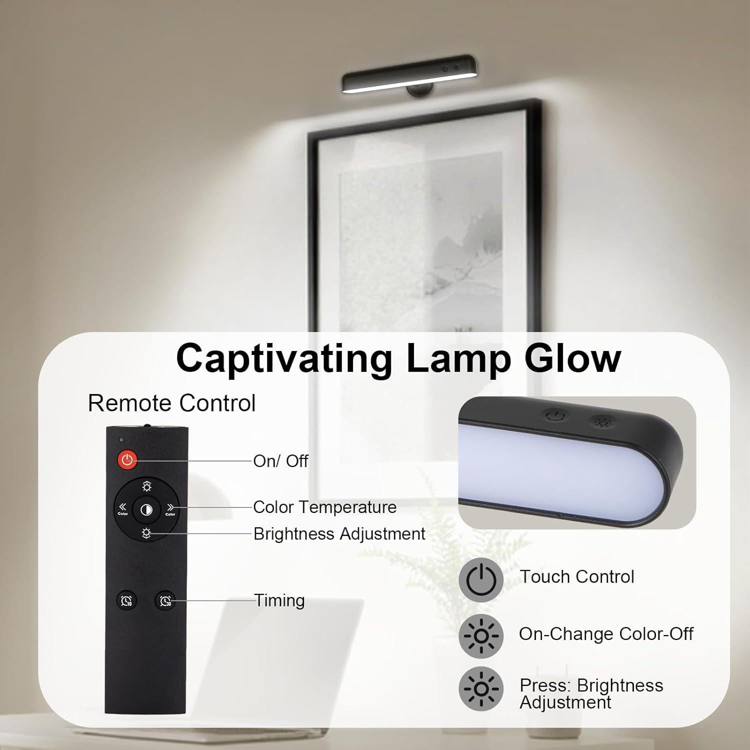 Aplique de Pared LED Recargable Llamau 7500mAh Negro