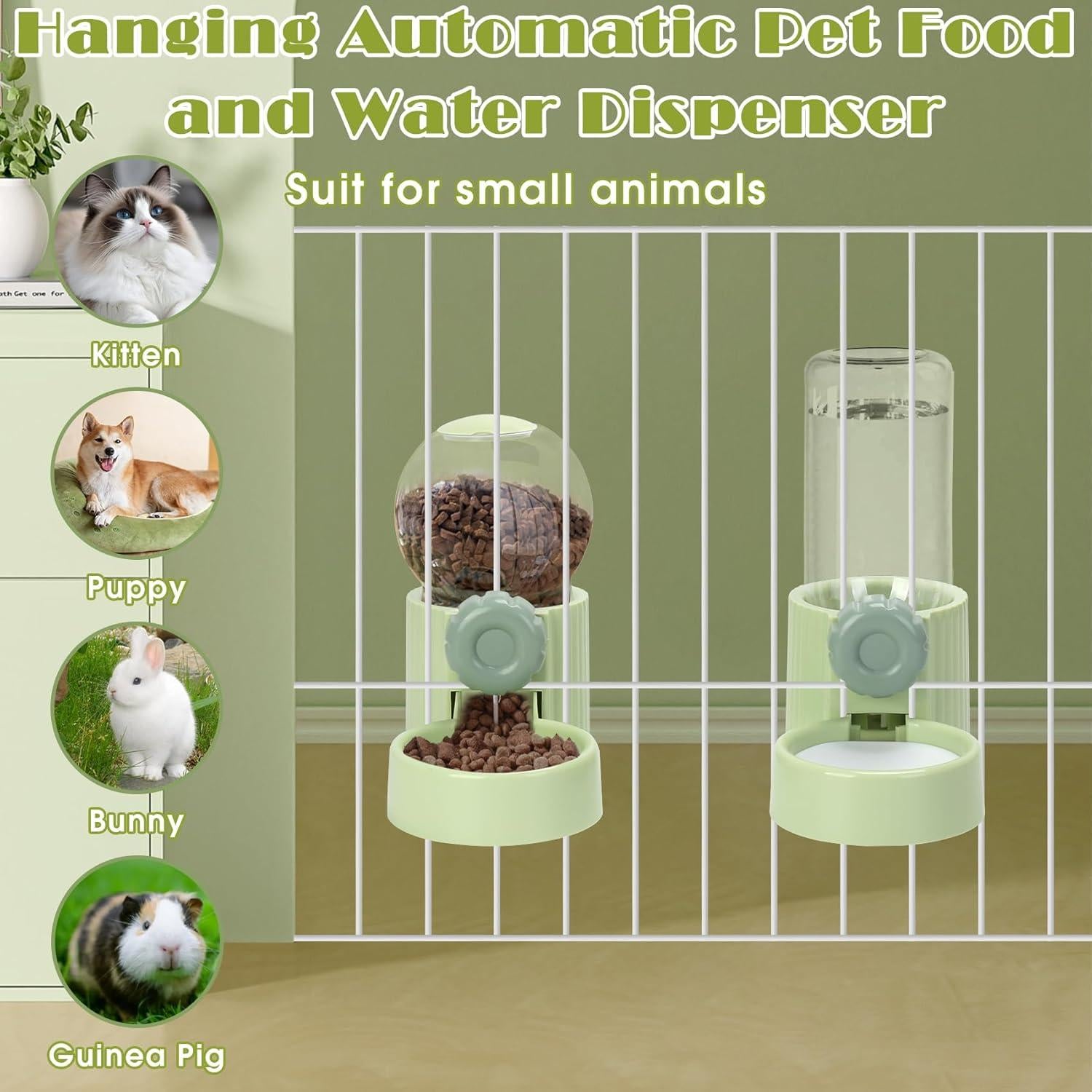 Dispensador Automático de Comida y Agua para Mascotas 1L Verde