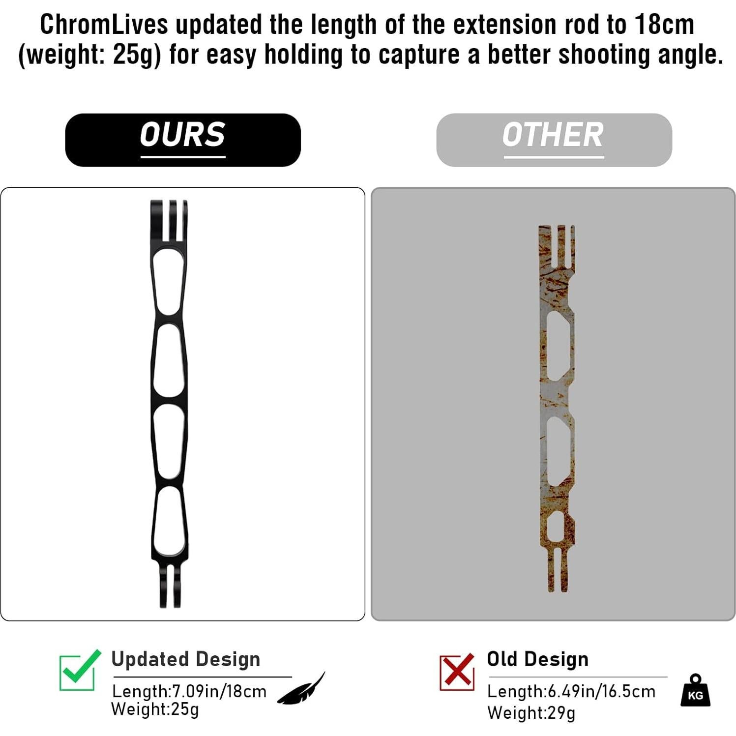 Brazo Extensible ChromLives para GoPro 18 cm, Accesorios de Montaje