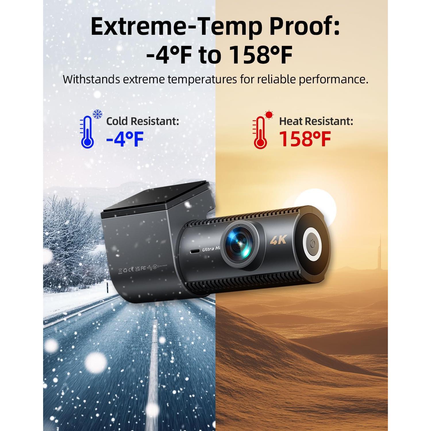 Cámara Dash Dual 4K + 1080P Cievie D100 con SD 64GB