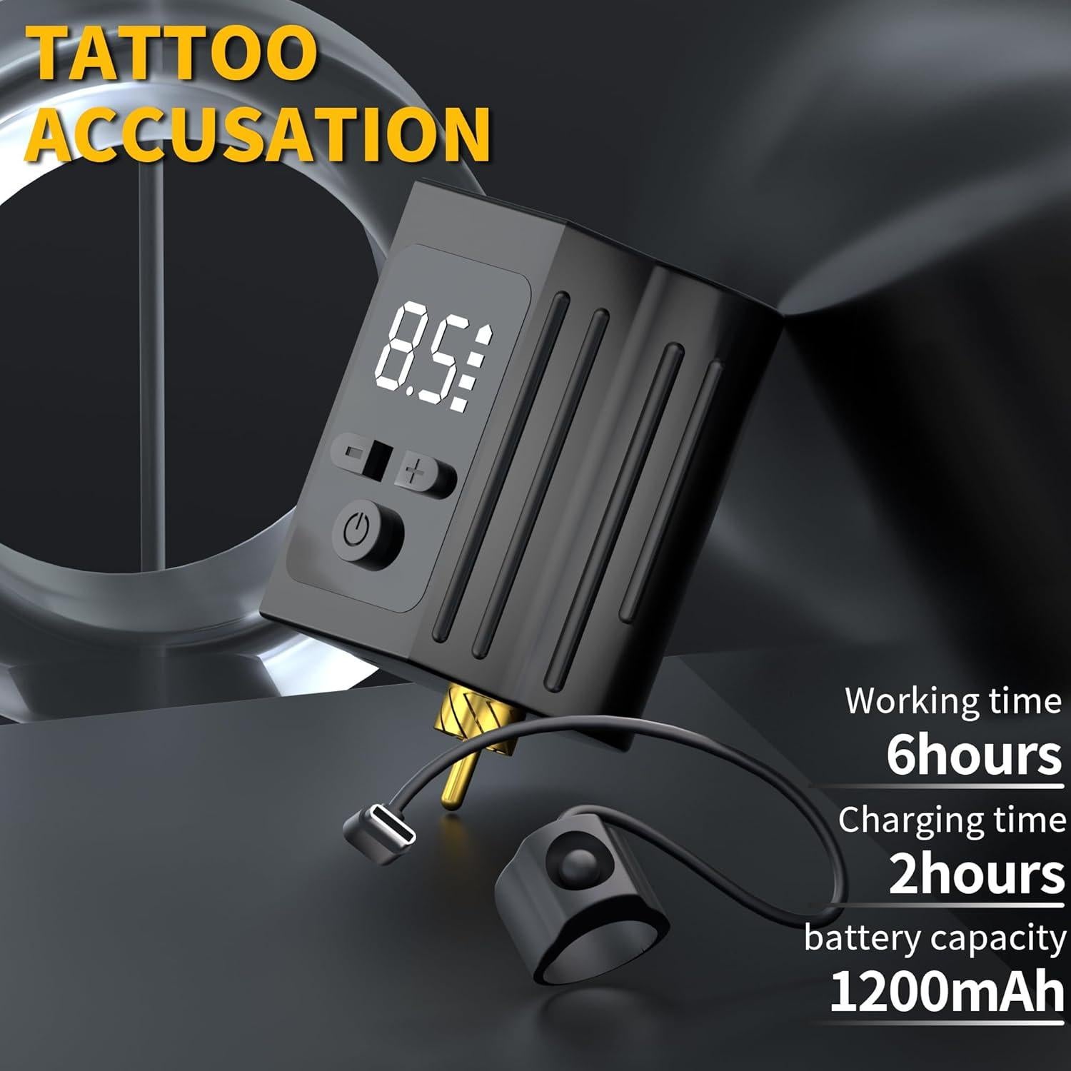 Kit de Máquina de Tatuaje Inalámbrica POSEIDON TK201 con 20 Agujas