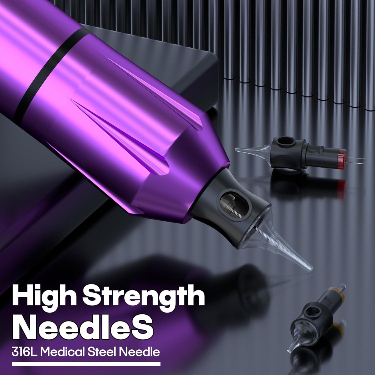 Kit de Máquina de Tatuaje Inalámbrica POSEIDON TK201 con 20 Agujas