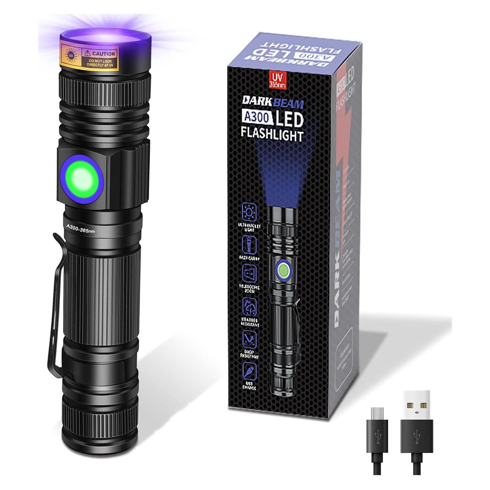 Linterna UV 365nm DARKBEAM Recargable USB para Detección