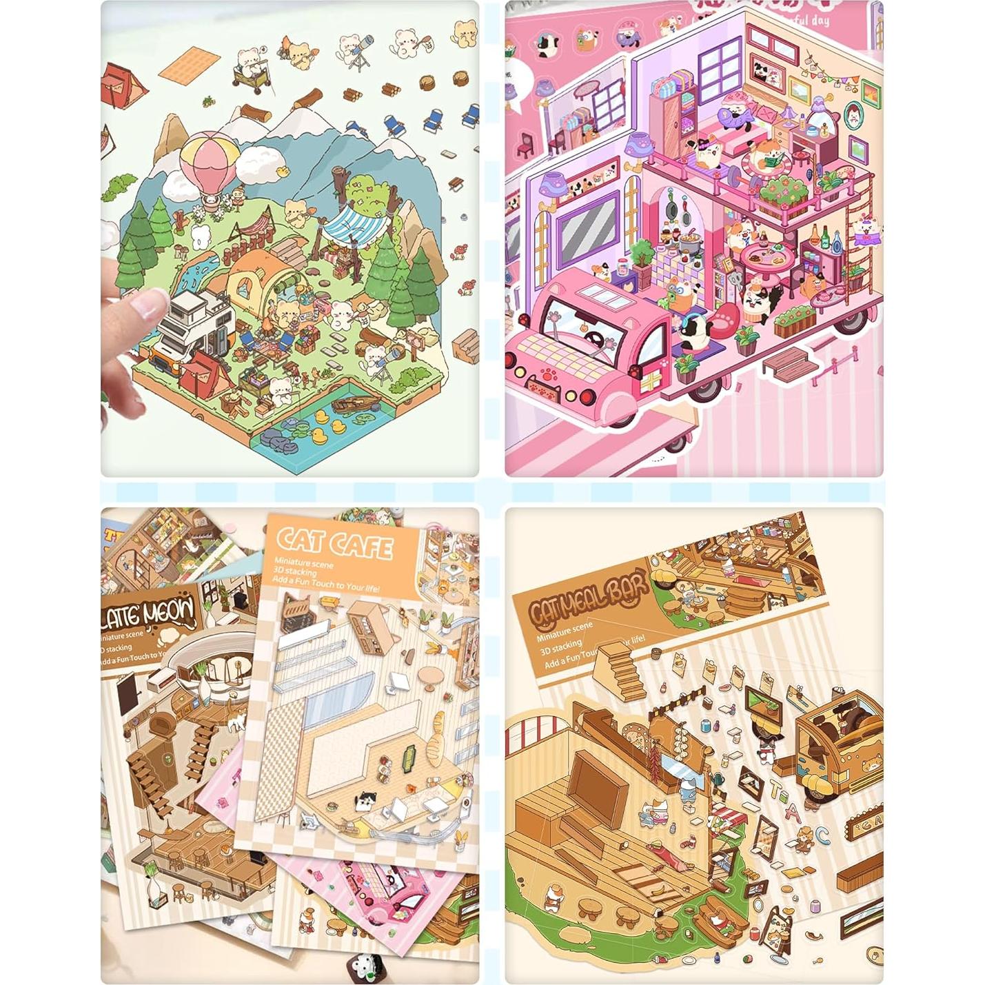 Set de 6 Pegatinas 3D de Gato Coostiksy - DIY y Reutilizables