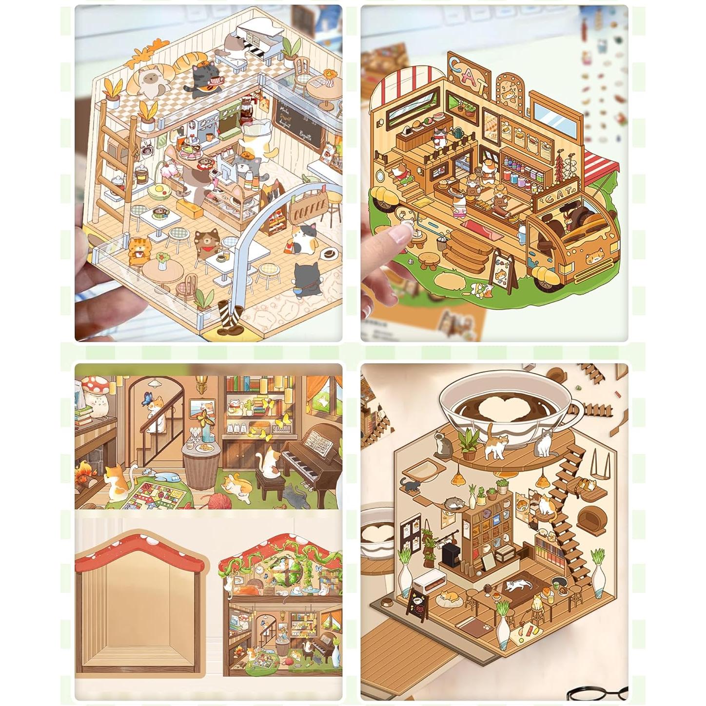 Set de 6 Pegatinas 3D de Gato Coostiksy - DIY y Reutilizables