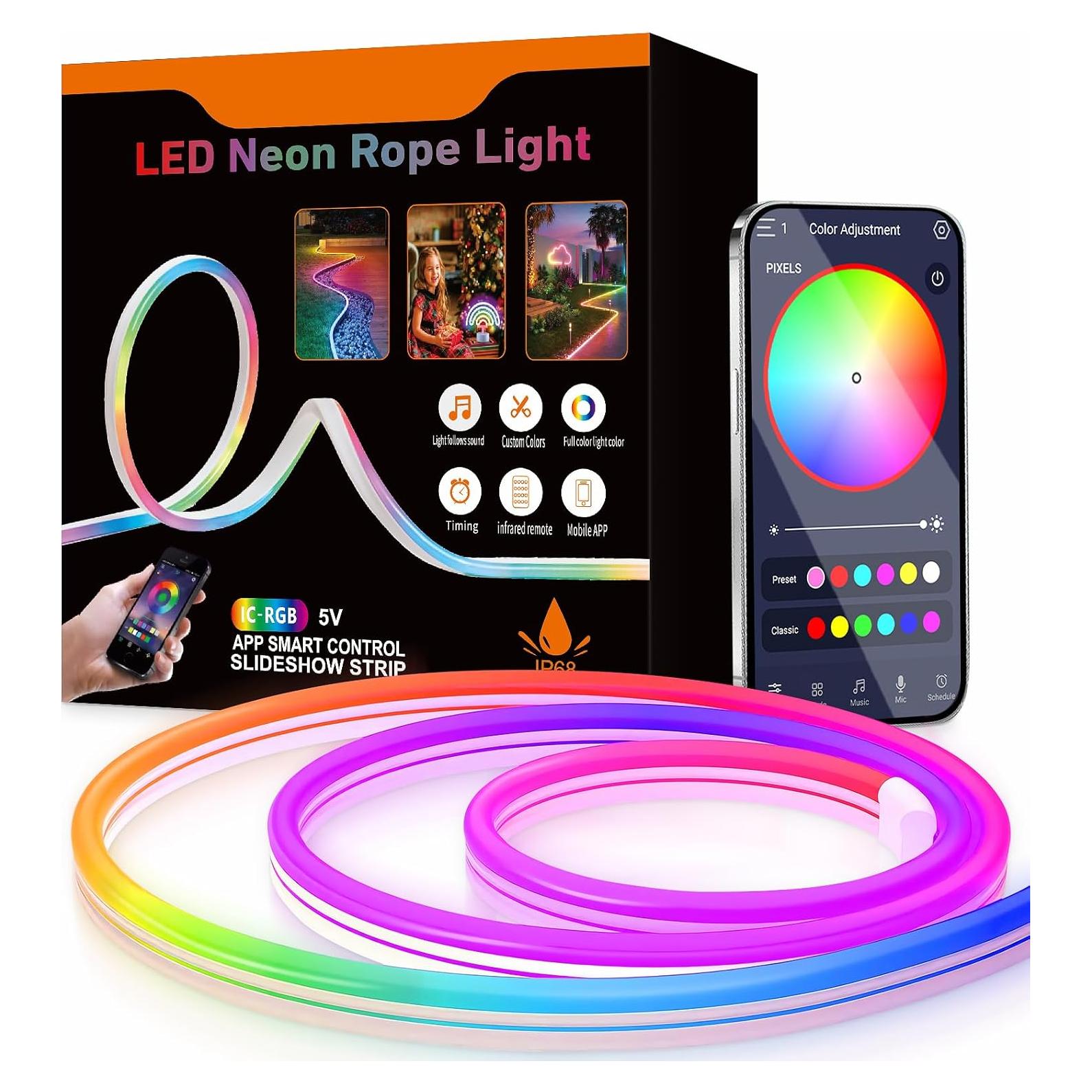 Tira LED Neón RGB-IC 10m Aurevita con Control App y Música