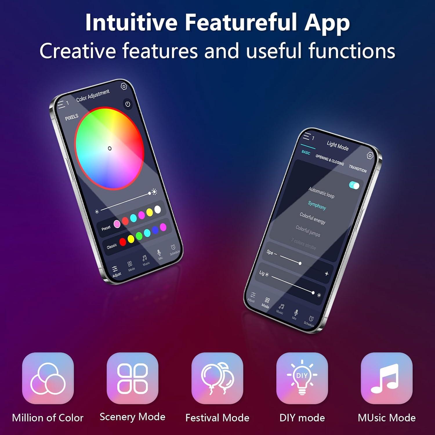 Tira LED Neón RGB-IC 10m Aurevita con Control App y Música