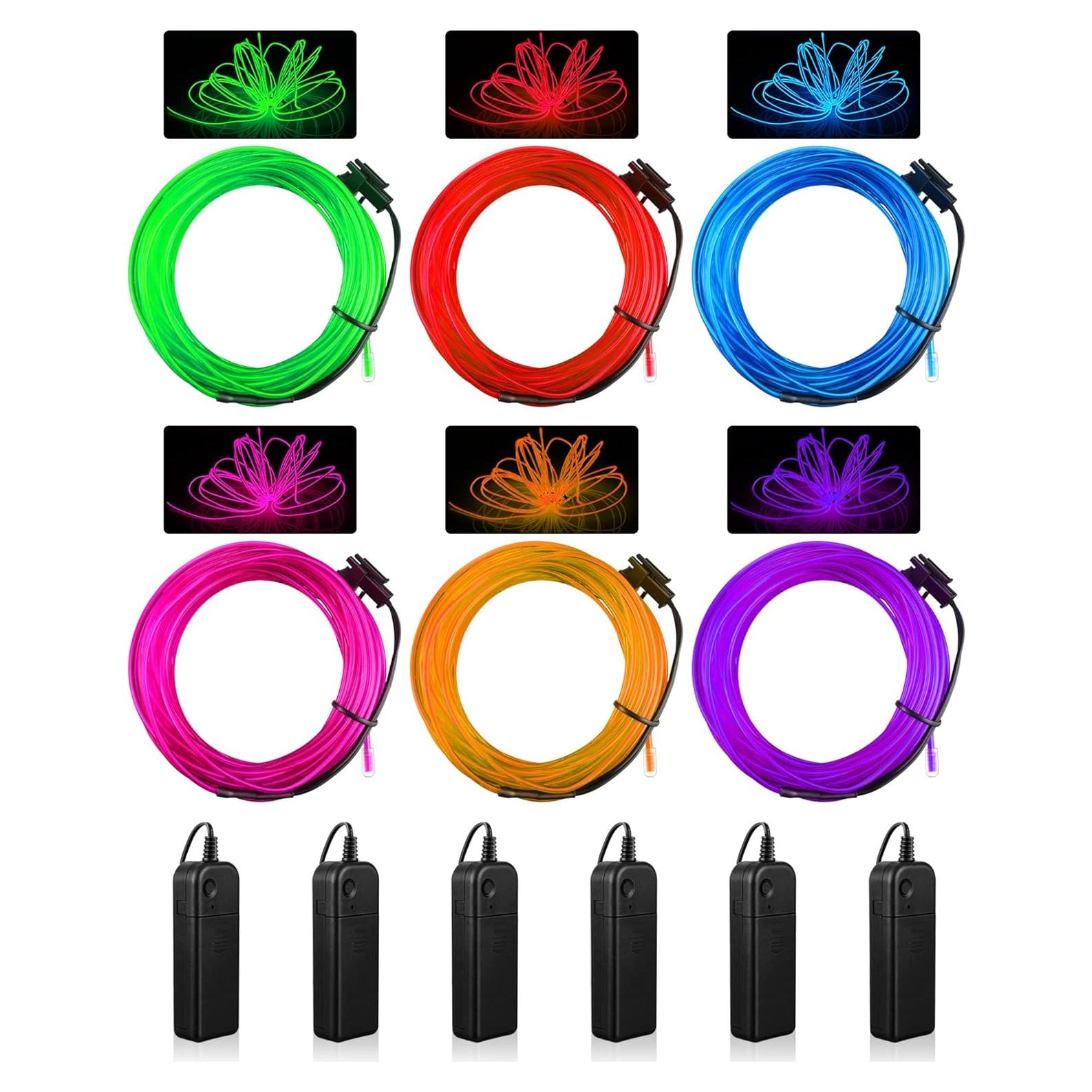 Luces LED Neón Portátiles Konohan 6 Pcs 3 Metros Batería