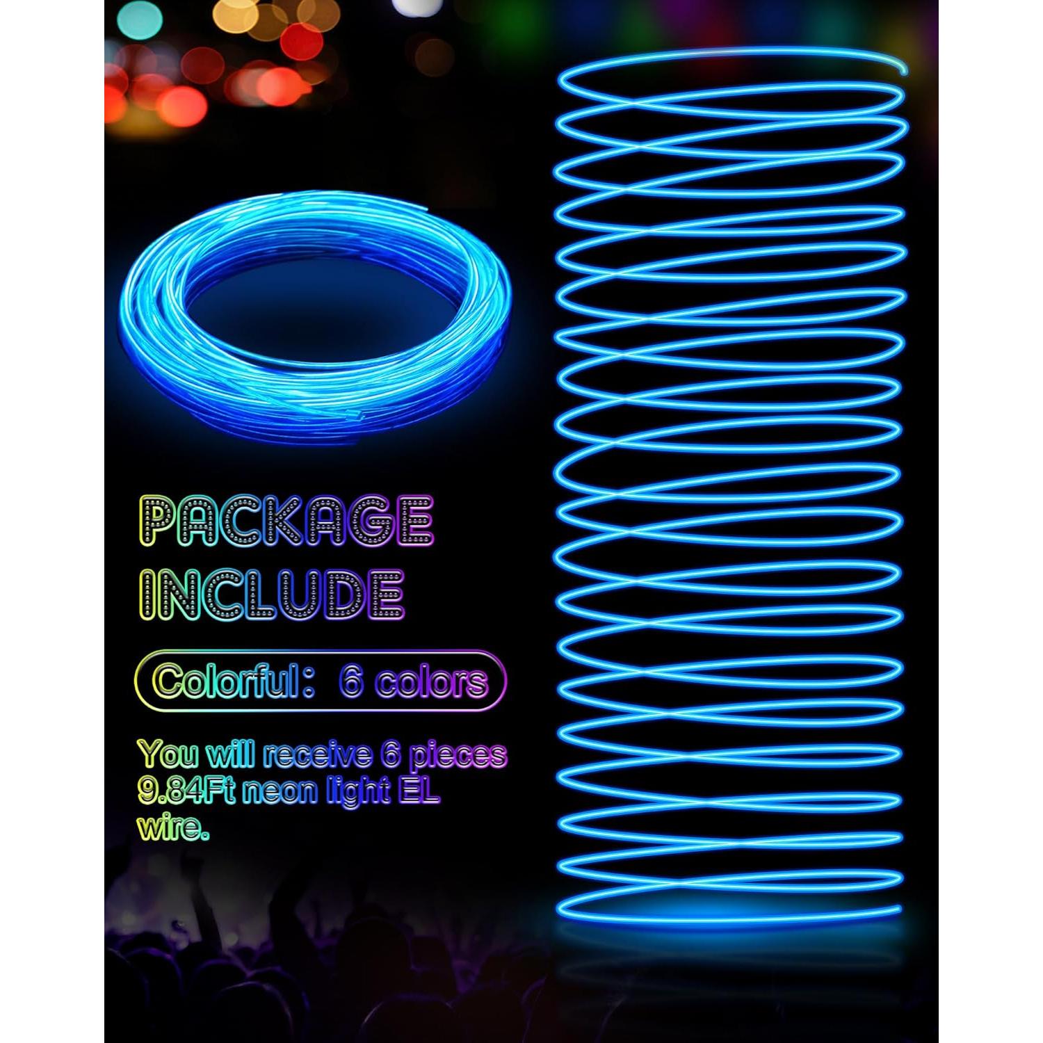 Luces LED Neón Portátiles Konohan 6 Pcs 3 Metros Batería