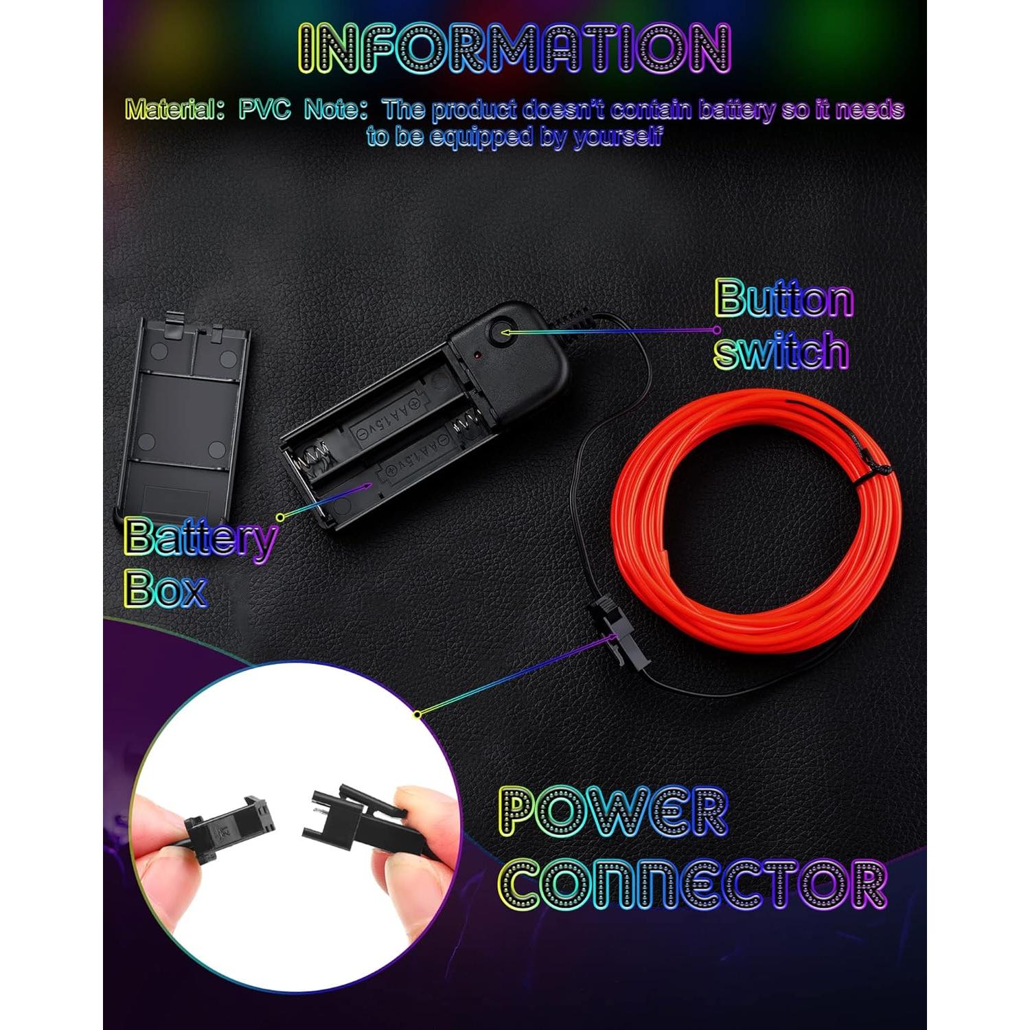 Luces LED Neón Portátiles Konohan 6 Pcs 3 Metros Batería