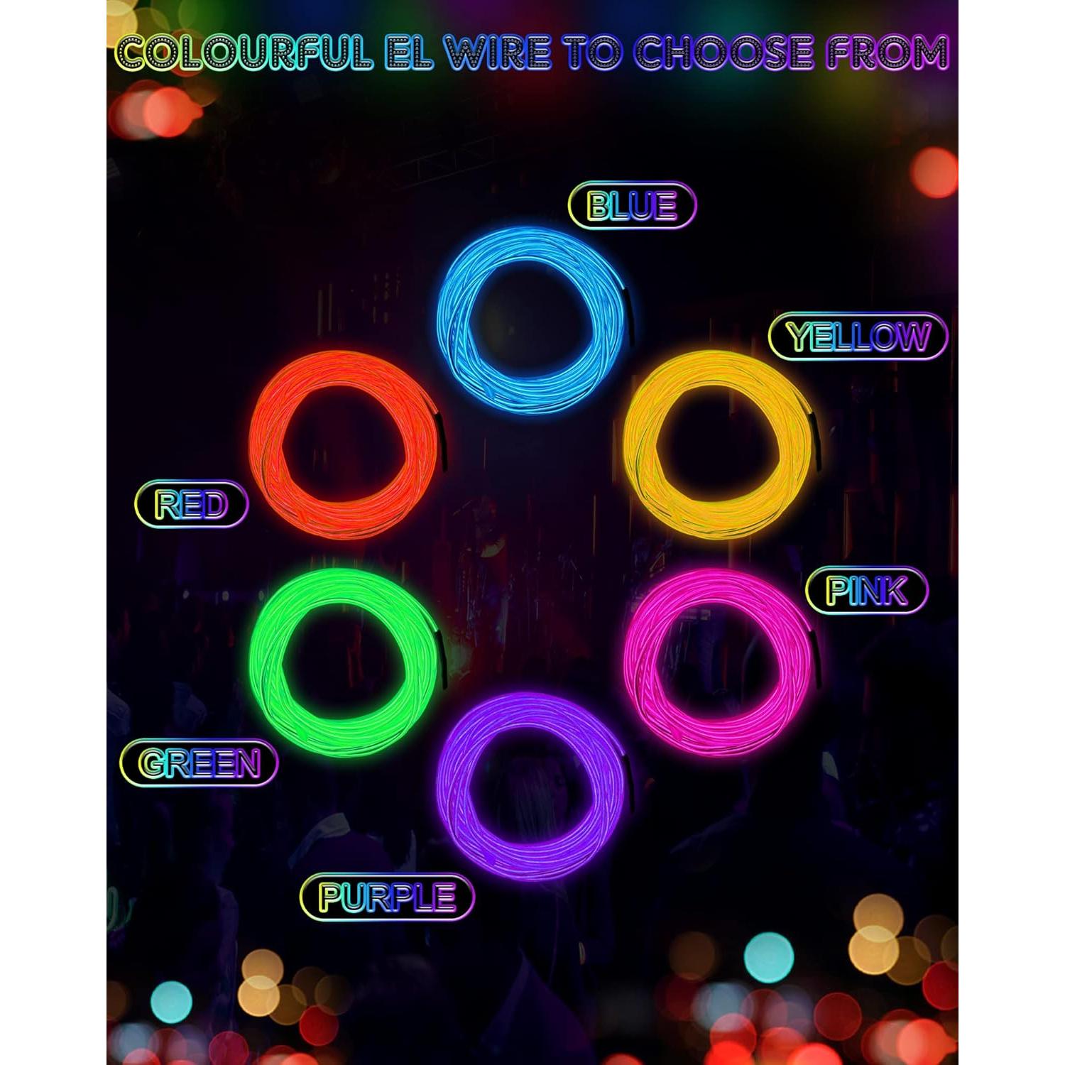 Luces LED Neón Portátiles Konohan 6 Pcs 3 Metros Batería