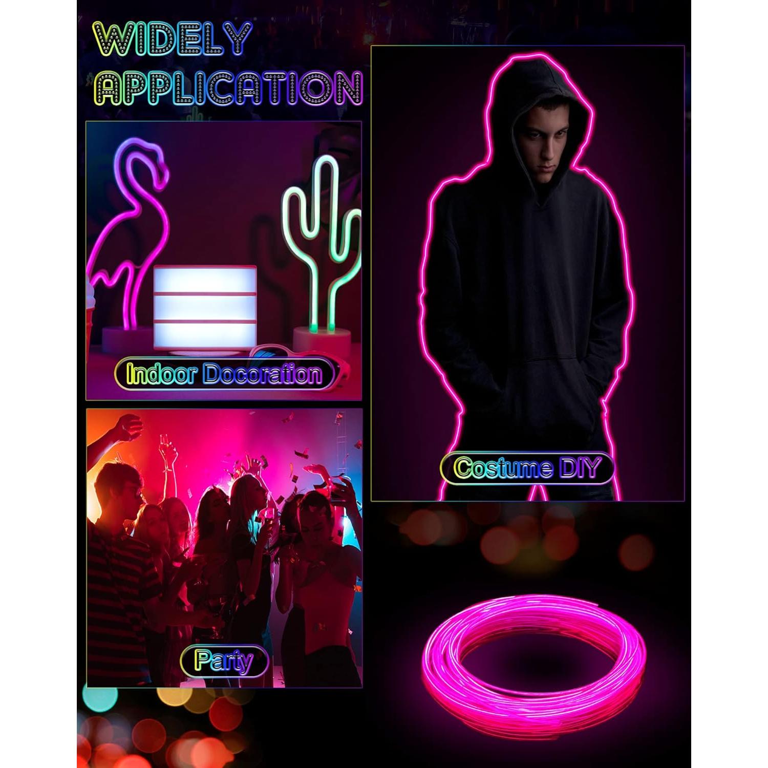 Luces LED Neón Portátiles Konohan 6 Pcs 3 Metros Batería