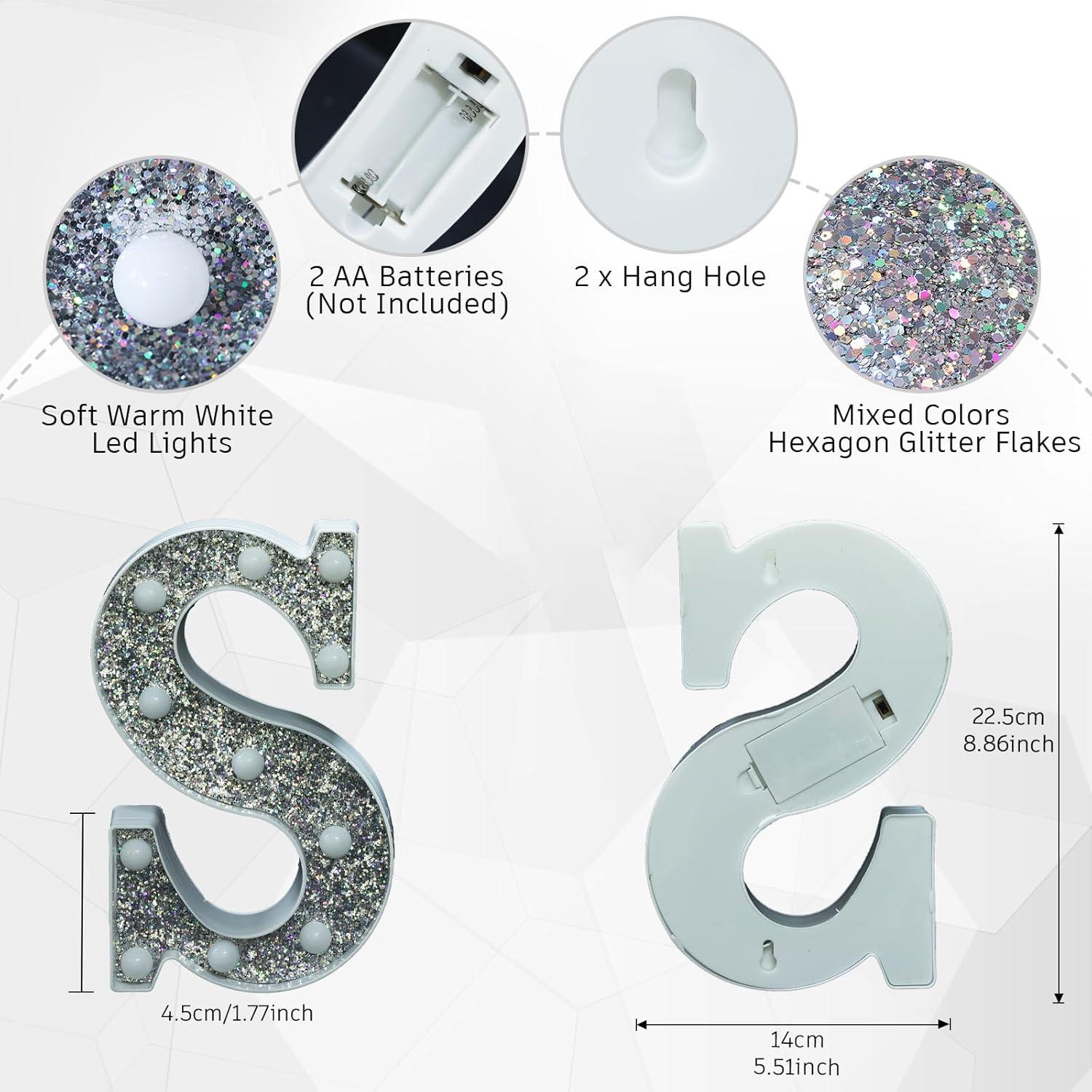 Letras Iluminadas KANLONG Letra S LED para Decoración