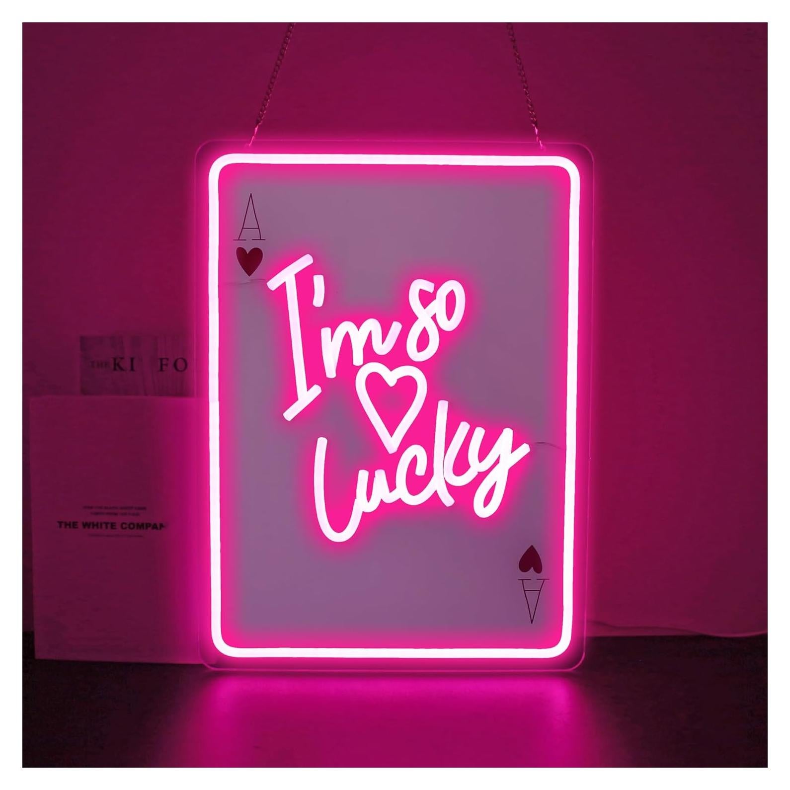 Luz de Neón Rosa LED Soy Tan Afortunado para Decoración