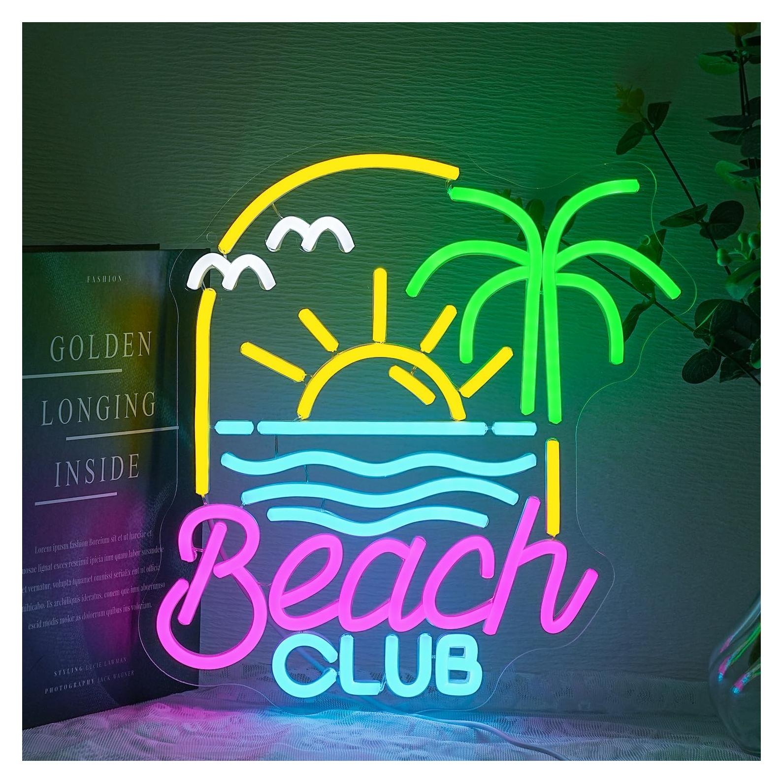 Letrero Neón Club de Playa Alkkign 34.3x32.8cm USB LED