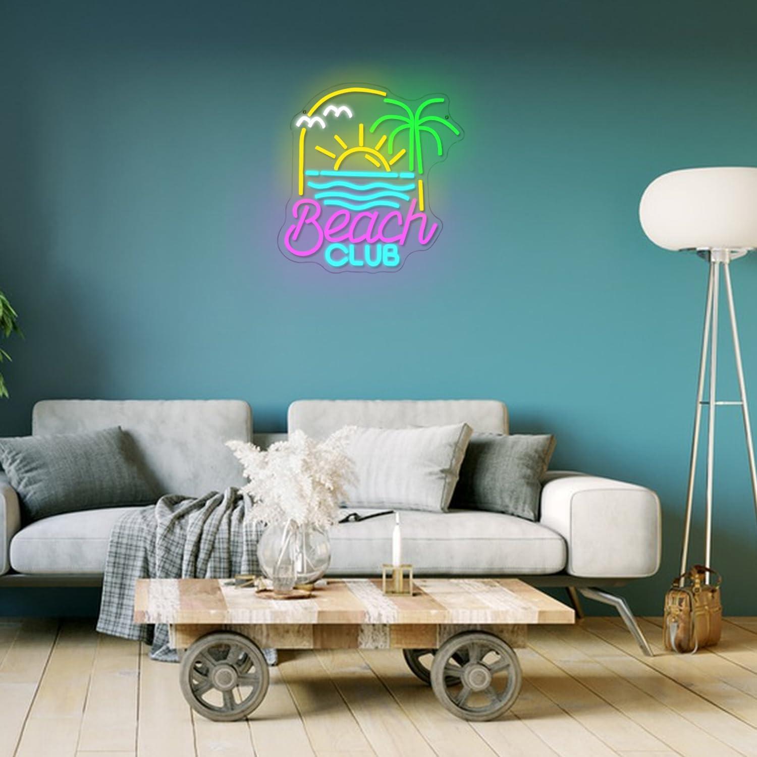 Letrero Neón Club de Playa Alkkign 34.3x32.8cm USB LED