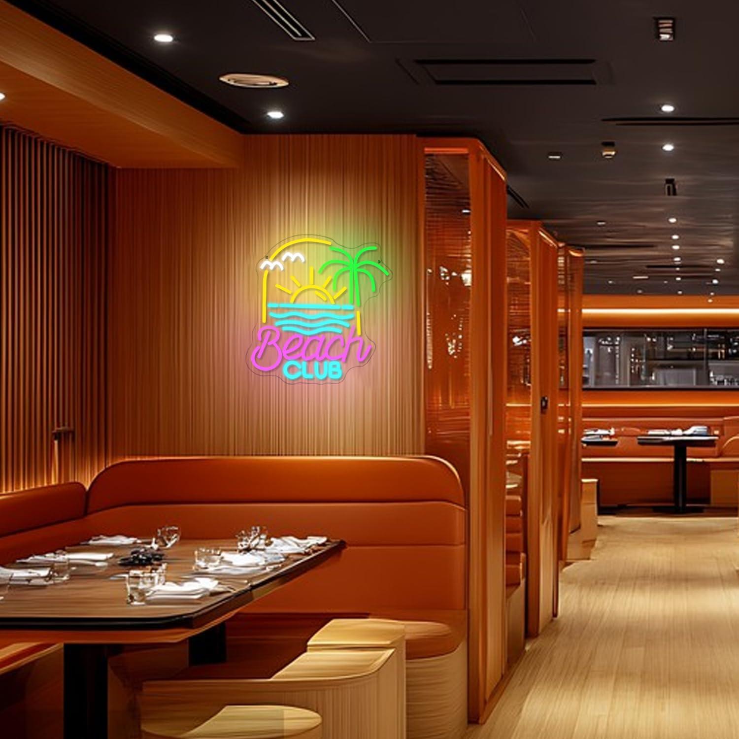 Letrero Neón Club de Playa Alkkign 34.3x32.8cm USB LED