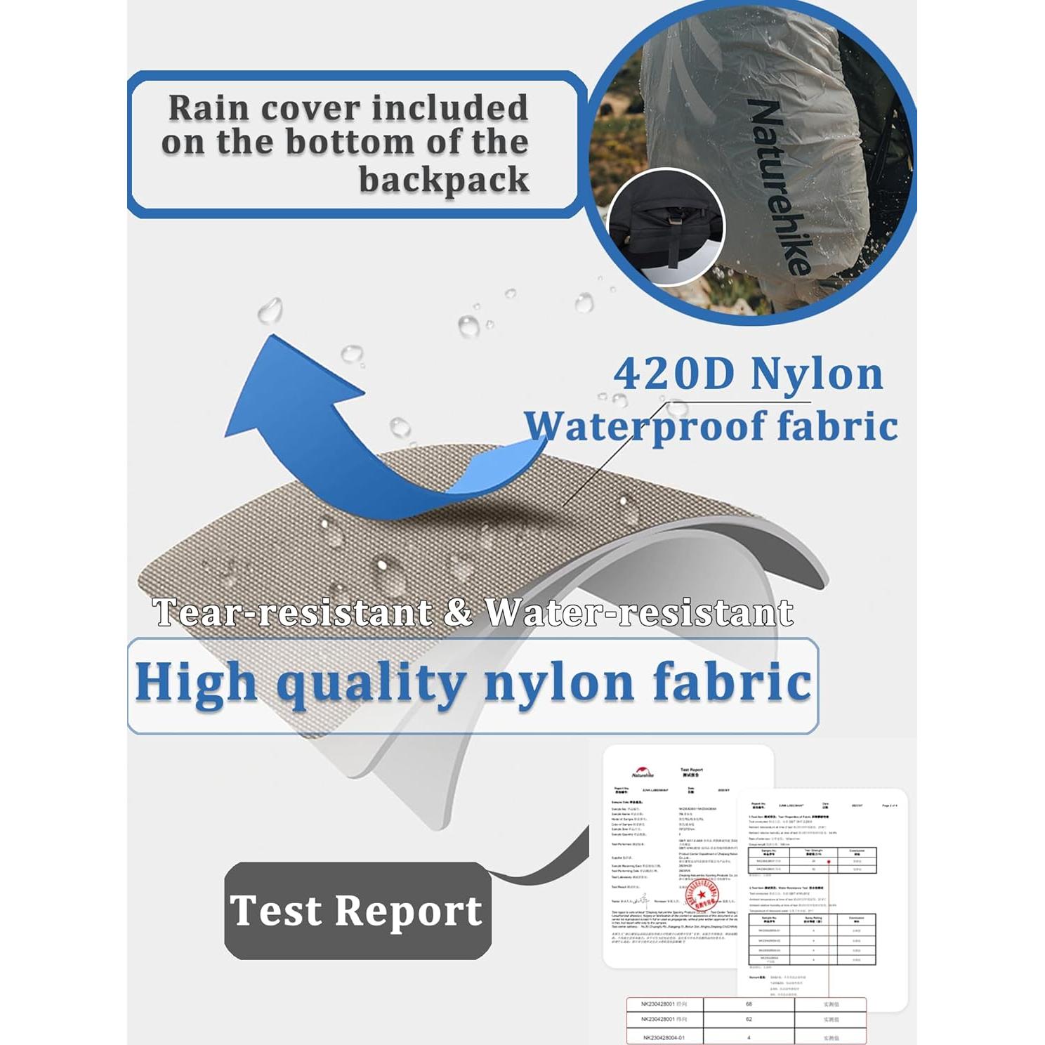 Mochila de Senderismo Naturehike 70+5L Resistente al Agua