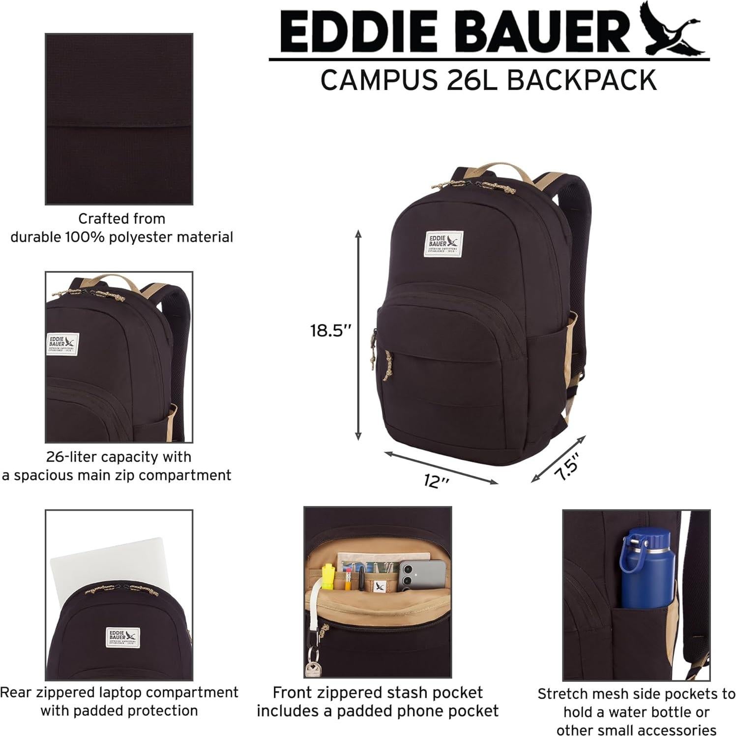 Mochila Campus Eddie Bauer 26L para Laptop - Verde Adler
