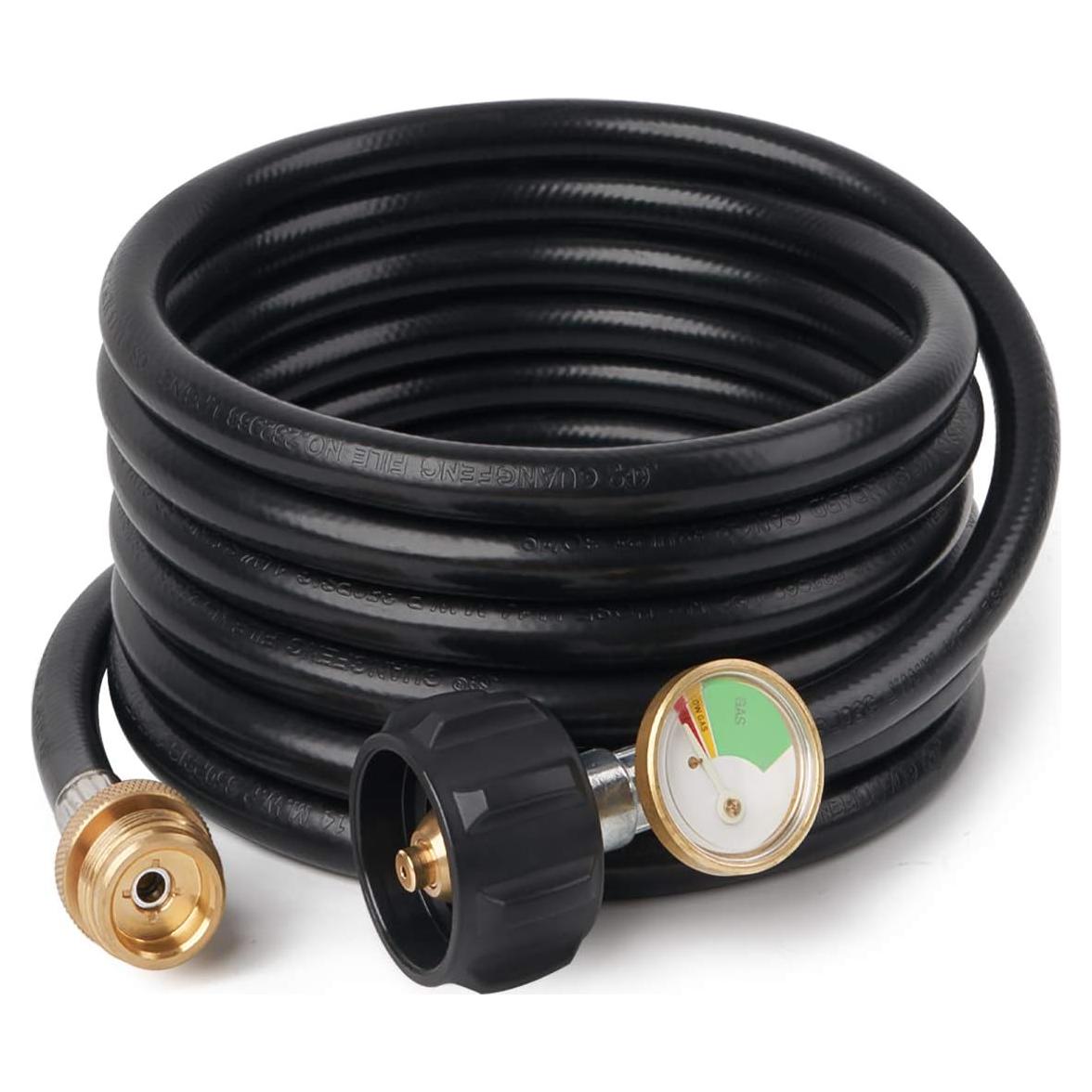 Adaptador de Manguera de Propano SHINESTAR 12 Pies con Manómetro
