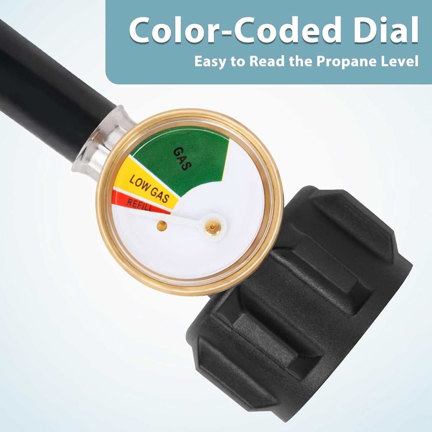 Adaptador de Manguera de Propano SHINESTAR 12 Pies con Manómetro