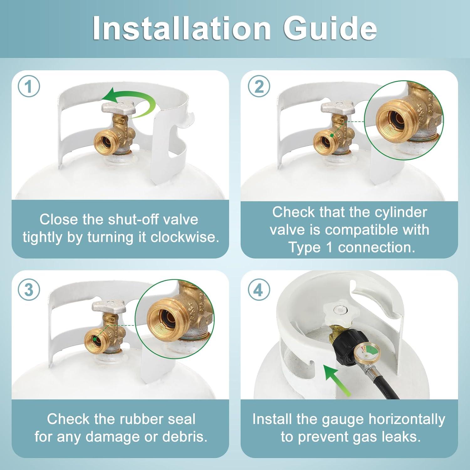 Adaptador de Manguera de Propano SHINESTAR 12 Pies con Manómetro