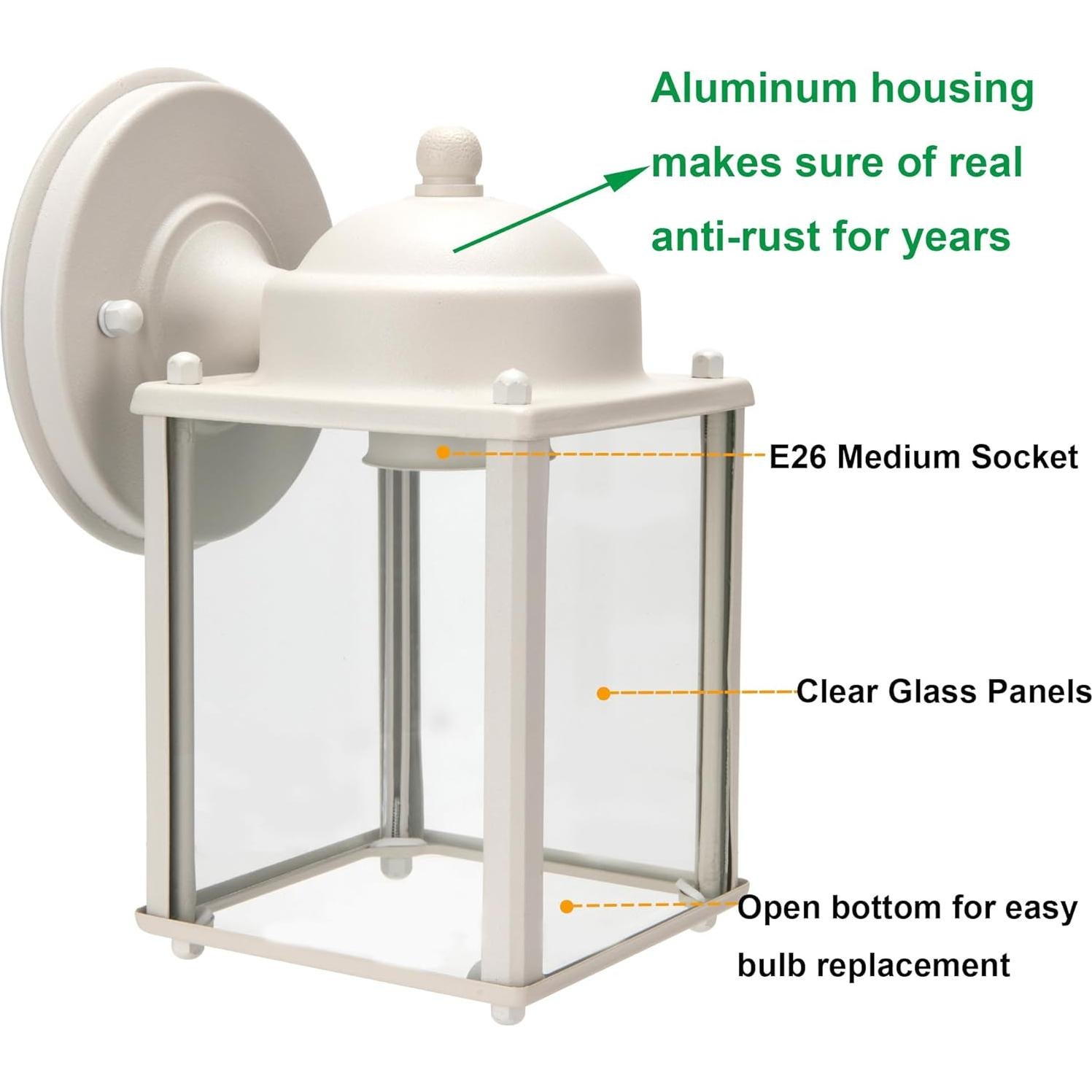 Lámpara de Pared Exterior LIT-PaTH, Aluminio y Vidrio, 2 Piezas