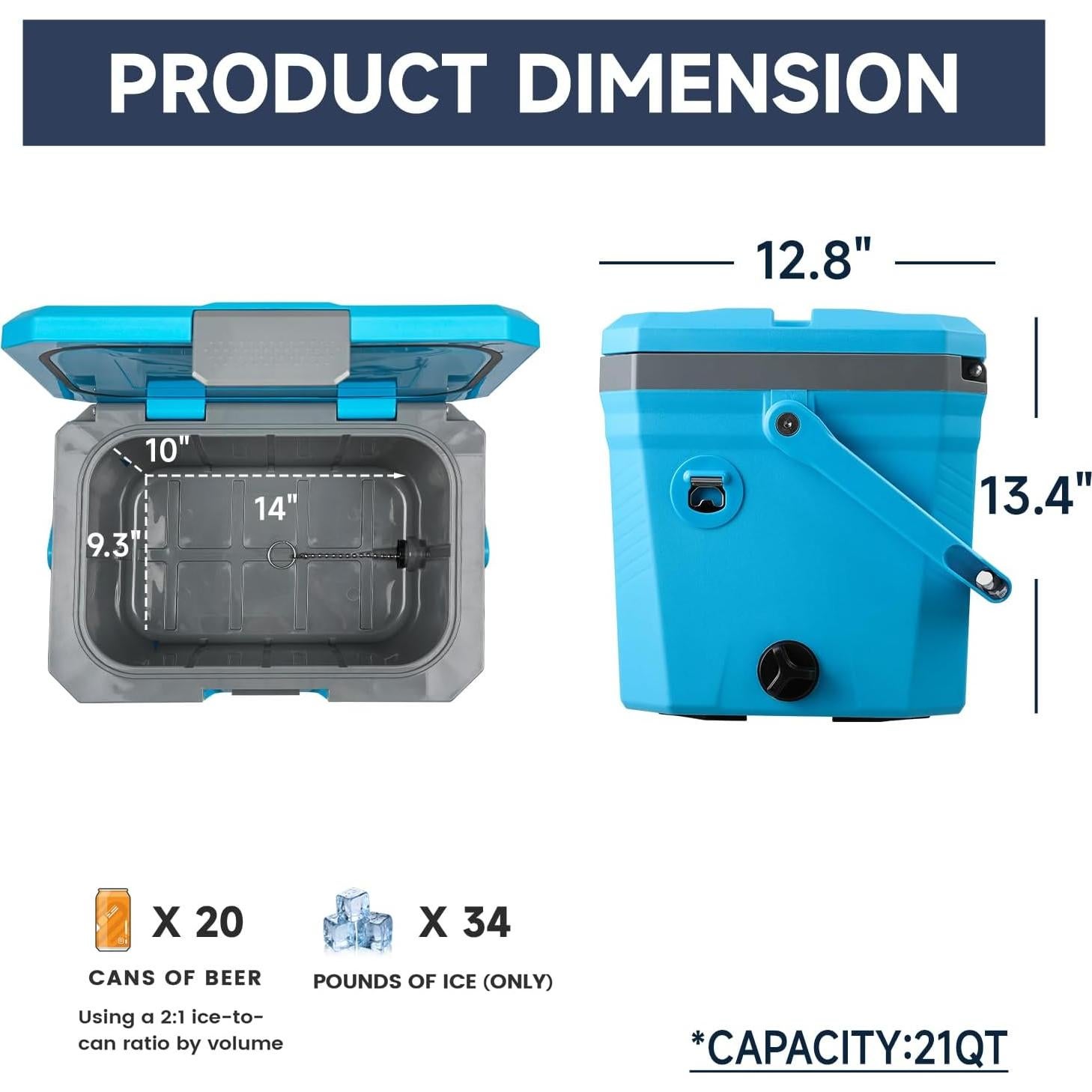 Enfriador Portátil EchoSmile 20L Azul - Aislado para Exterior
