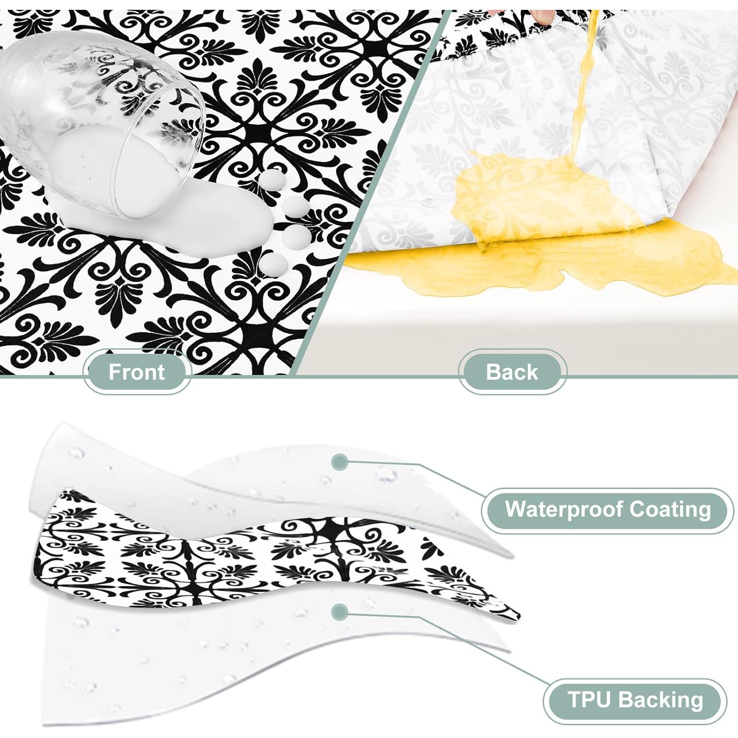 misaya Picnic Table Cover with Bench Cover, Waterproof Elastic Fitted Tablecloth for 5 Foot Tables, Rectangle Washable Polyester Tablecloths for Picnic, Camping, Outdoor (Black, 30" x 60")