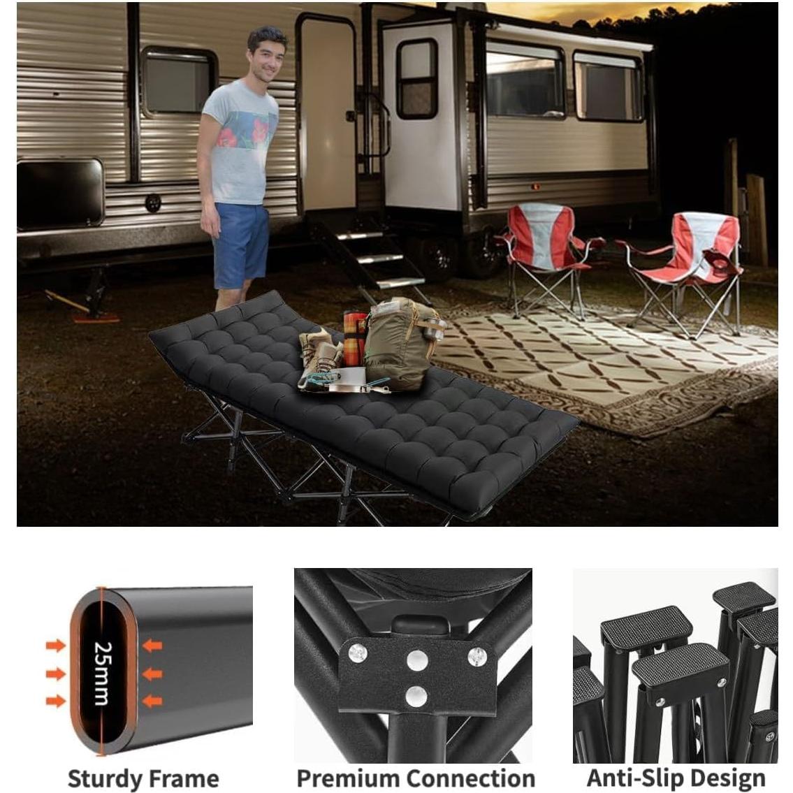 Cama de Camping Plegable Procands XXL con Colchón 81 cm 408 kg