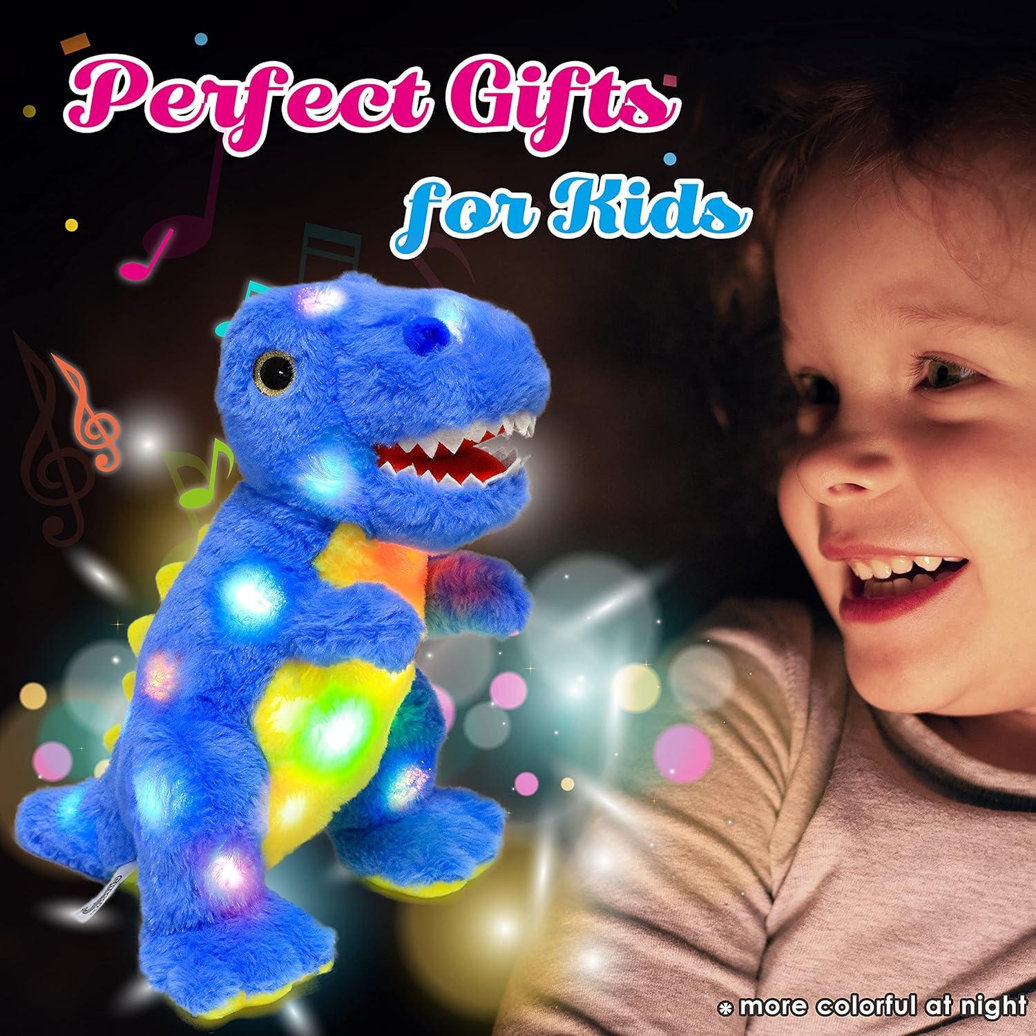 Dinosaurio de Peluche LED Cuteoy Azul 31.75 cm para Niños