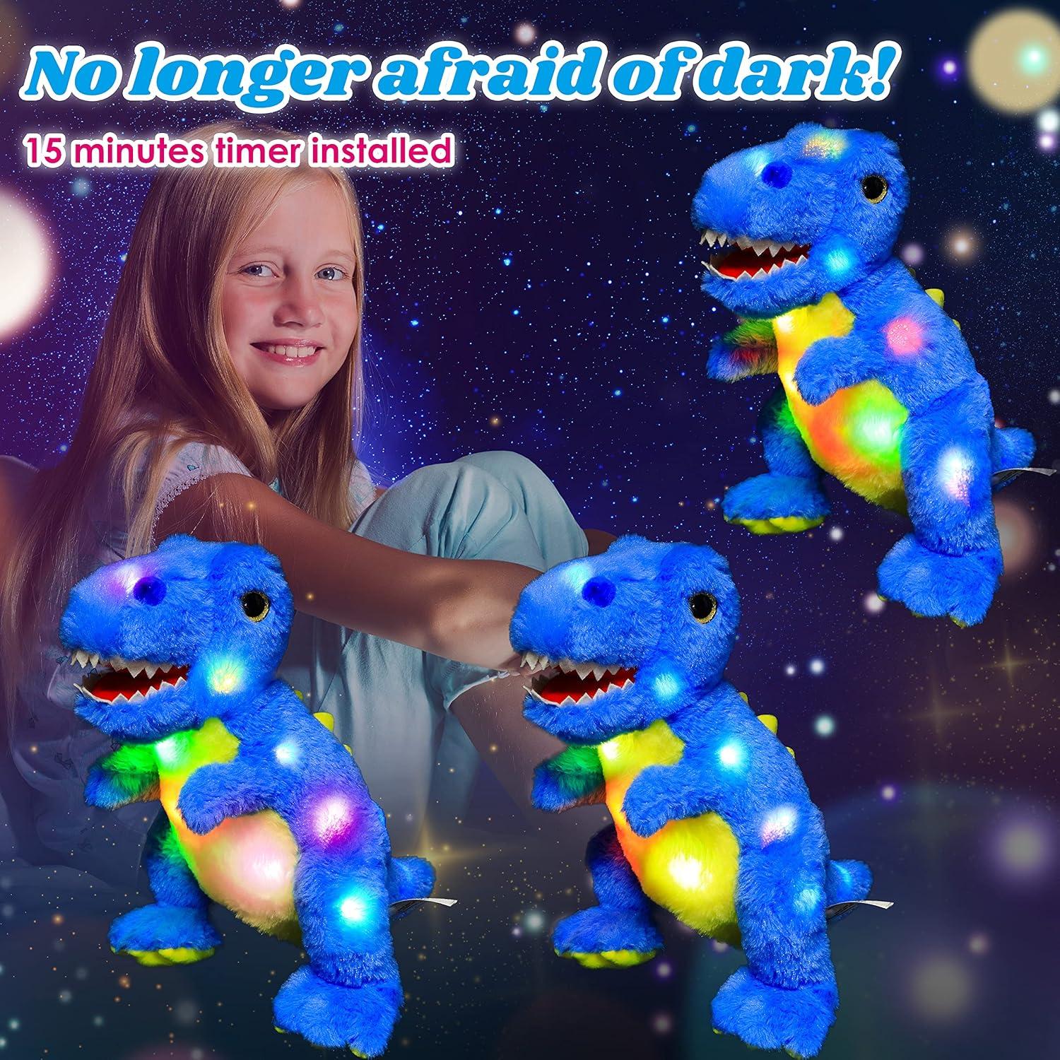 Dinosaurio de Peluche LED Cuteoy Azul 31.75 cm para Niños