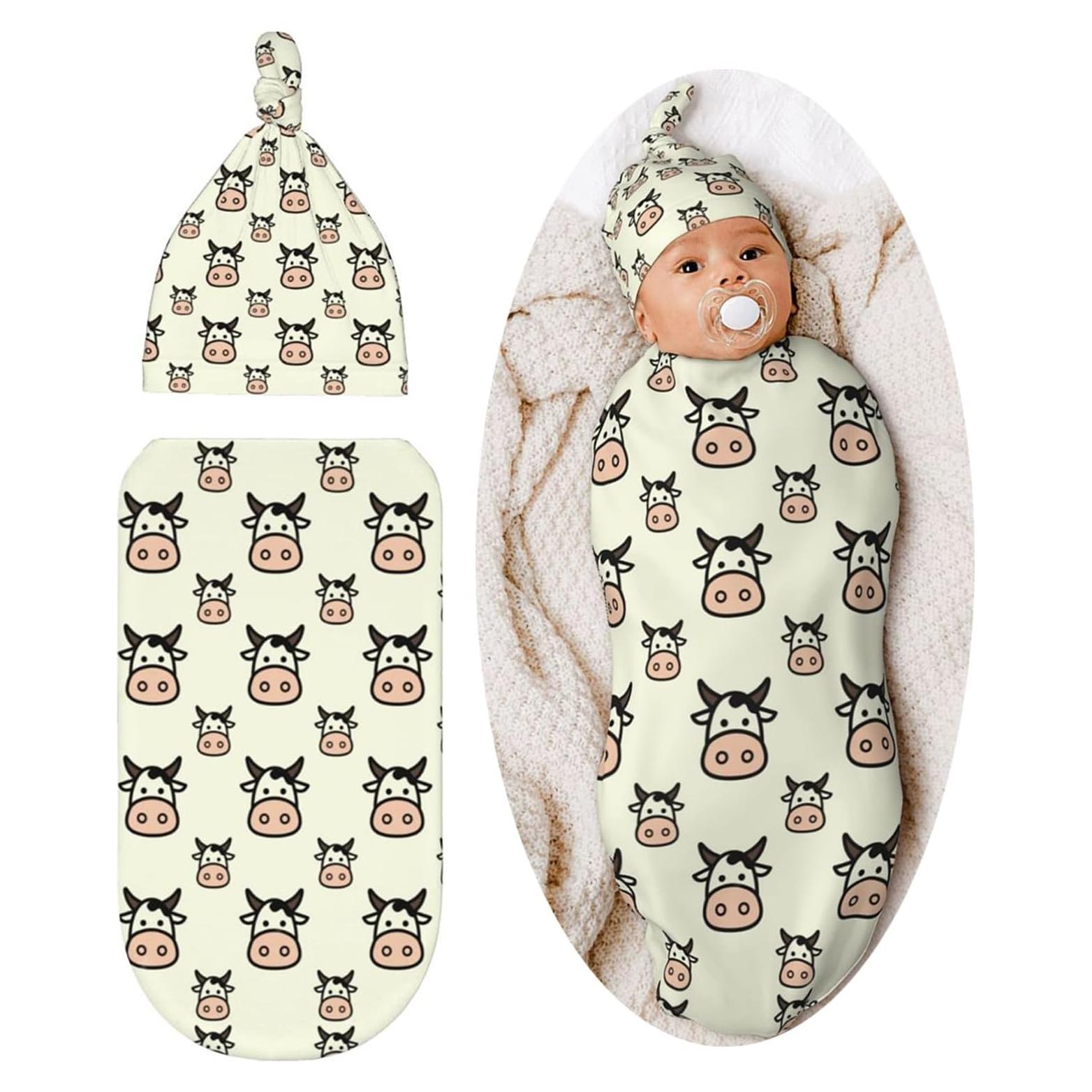Manta de Envuelo para Bebés Recien Nacidos con Sombrero Beanie