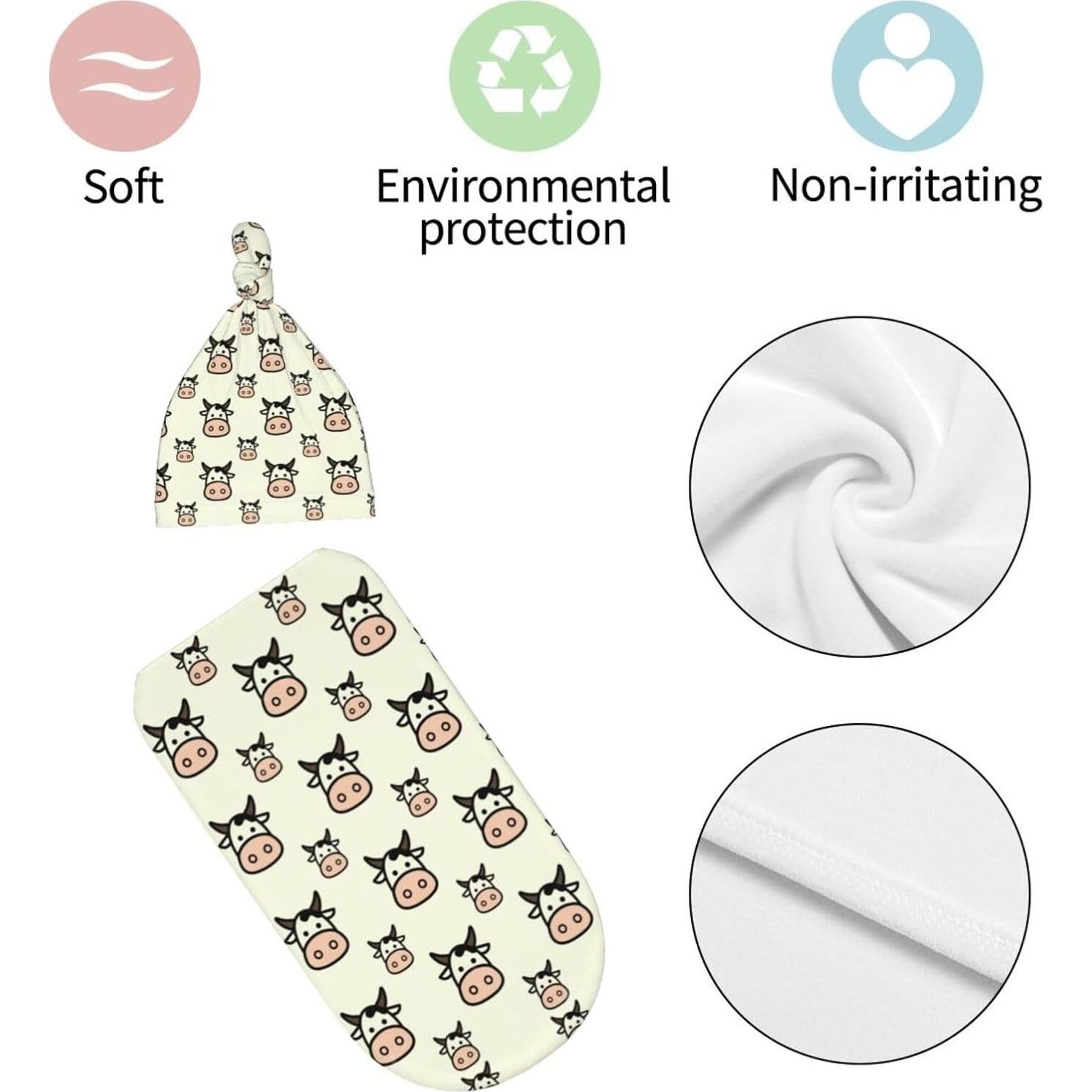 Manta de Envuelo para Bebés Recien Nacidos con Sombrero Beanie