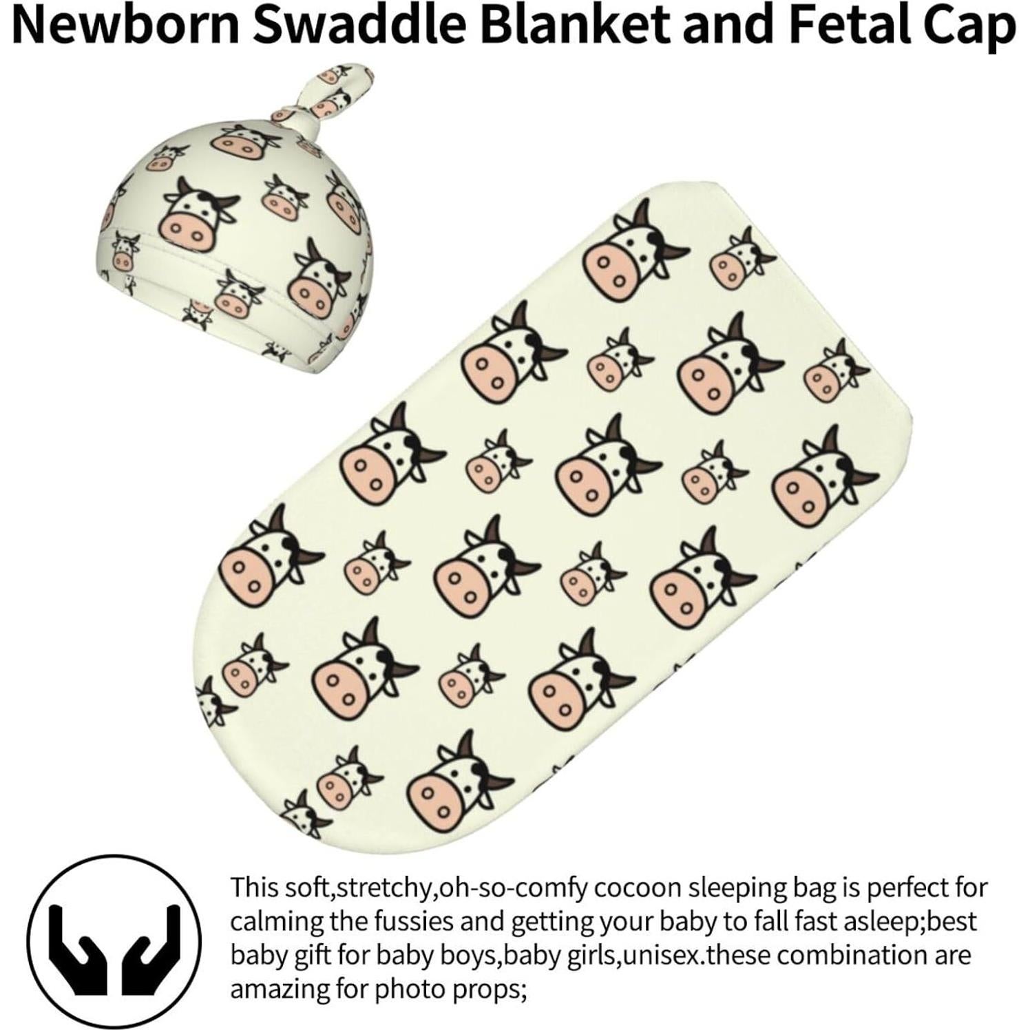 Manta de Envuelo para Bebés Recien Nacidos con Sombrero Beanie