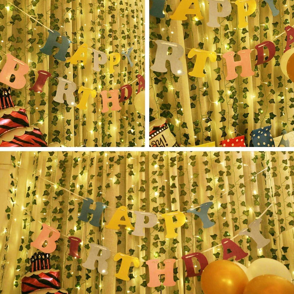 KASZOO Guirnalda de Hiedra Artificial con 240 Luces LED 2m