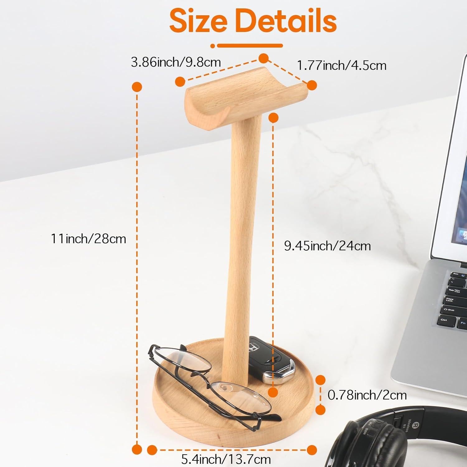 Soporte de Auriculares de Madera de Haya MDW - Organizador de Escritorio