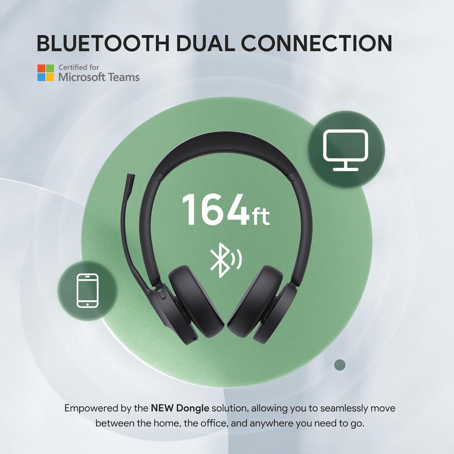 Auriculares Bluetooth Yealink BH70 Doble con Soporte Teams