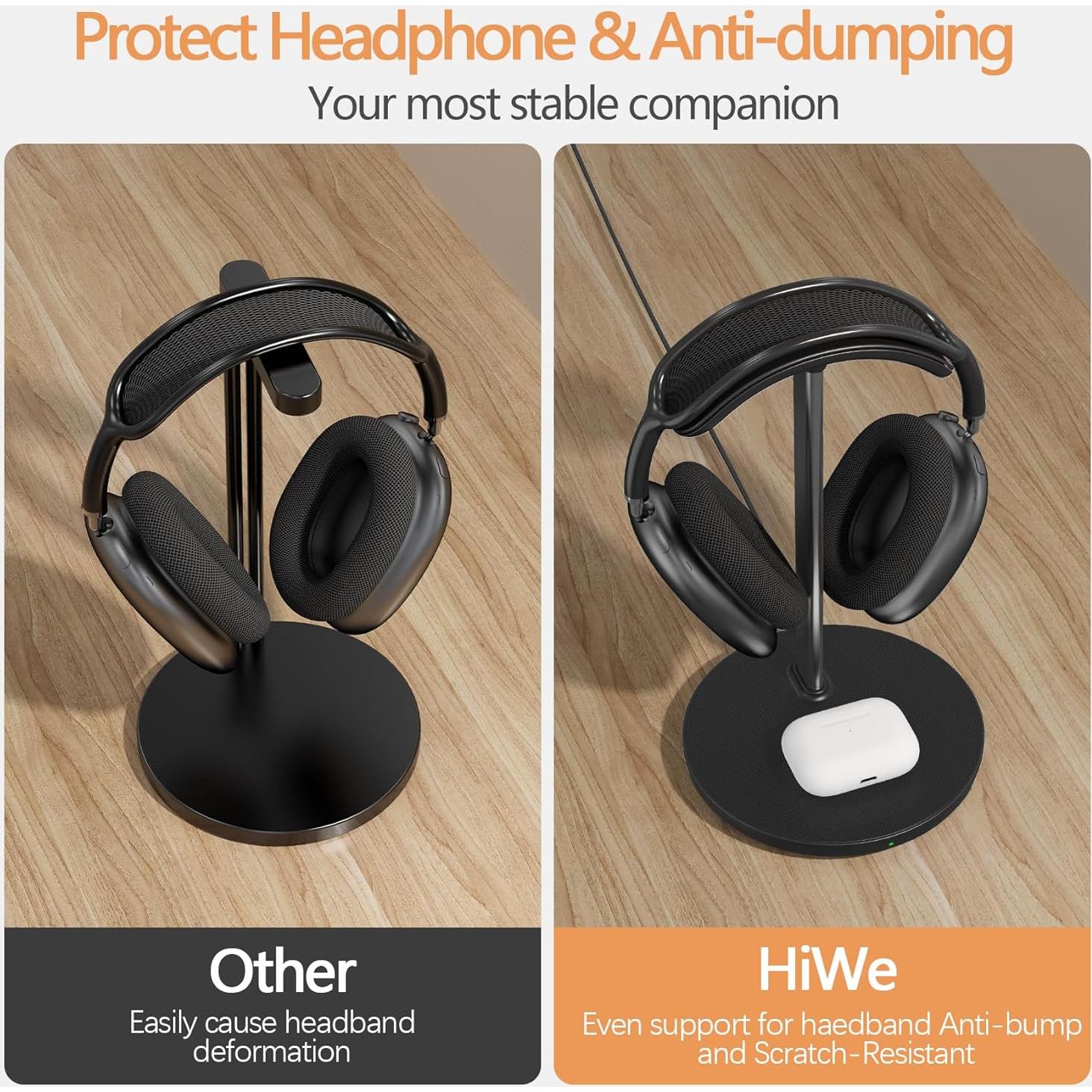 Soporte para Auriculares con Cargador Inalámbrico HiWe 15W