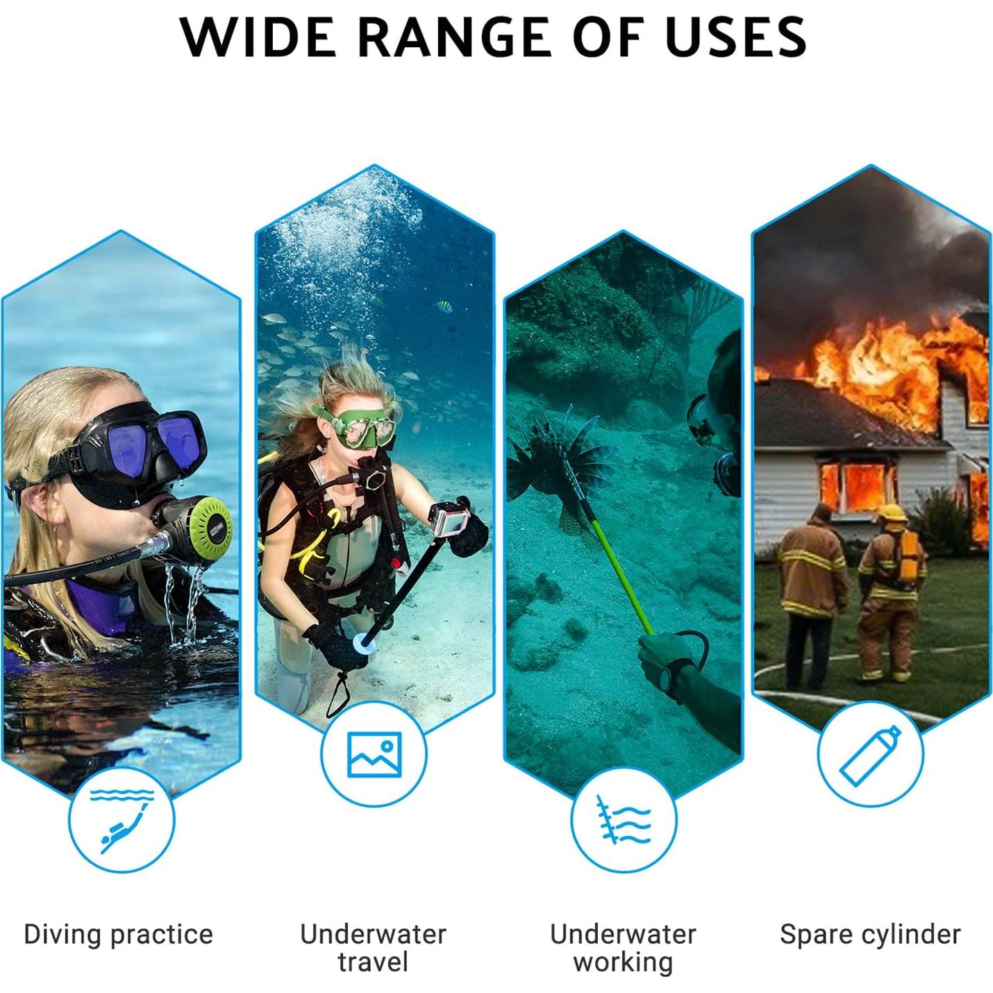 Tanque de Buceo HOUVAN H400 1.0L hasta 20 min de uso