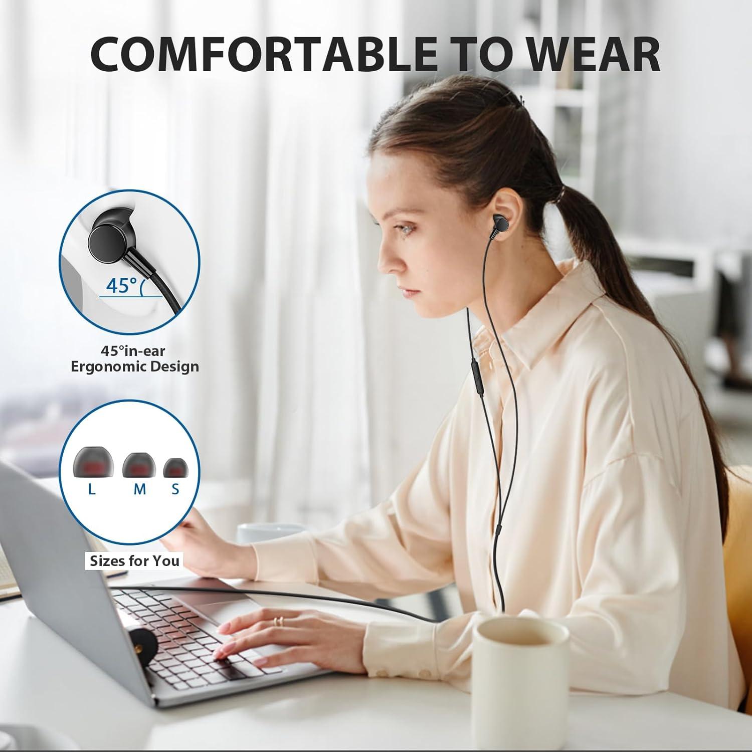 Auriculares con cable ASKUBSKU 3.5mm HiFi Estéreo Negro