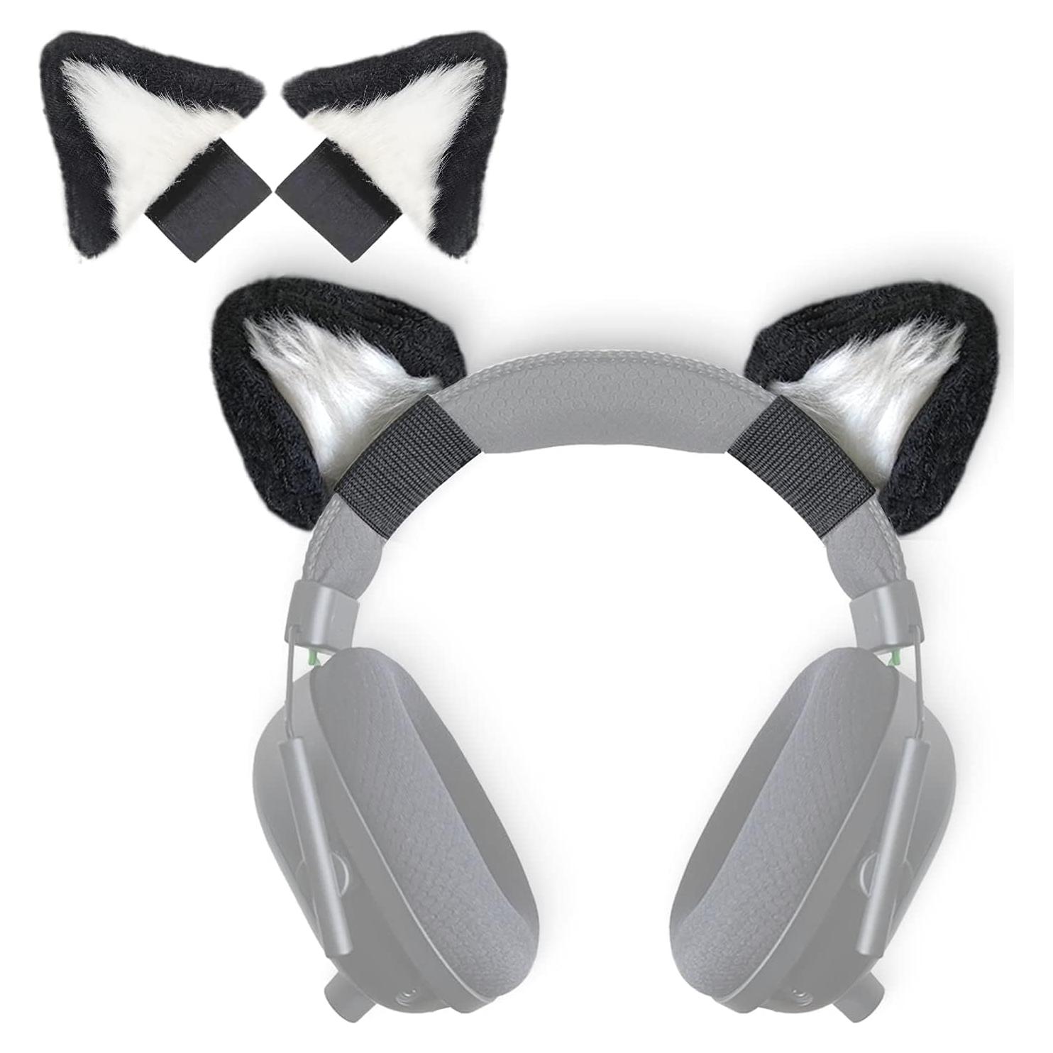 Orejas de Gato RUKUHOT para Auriculares Logitech G PRO - Negro y Blanco