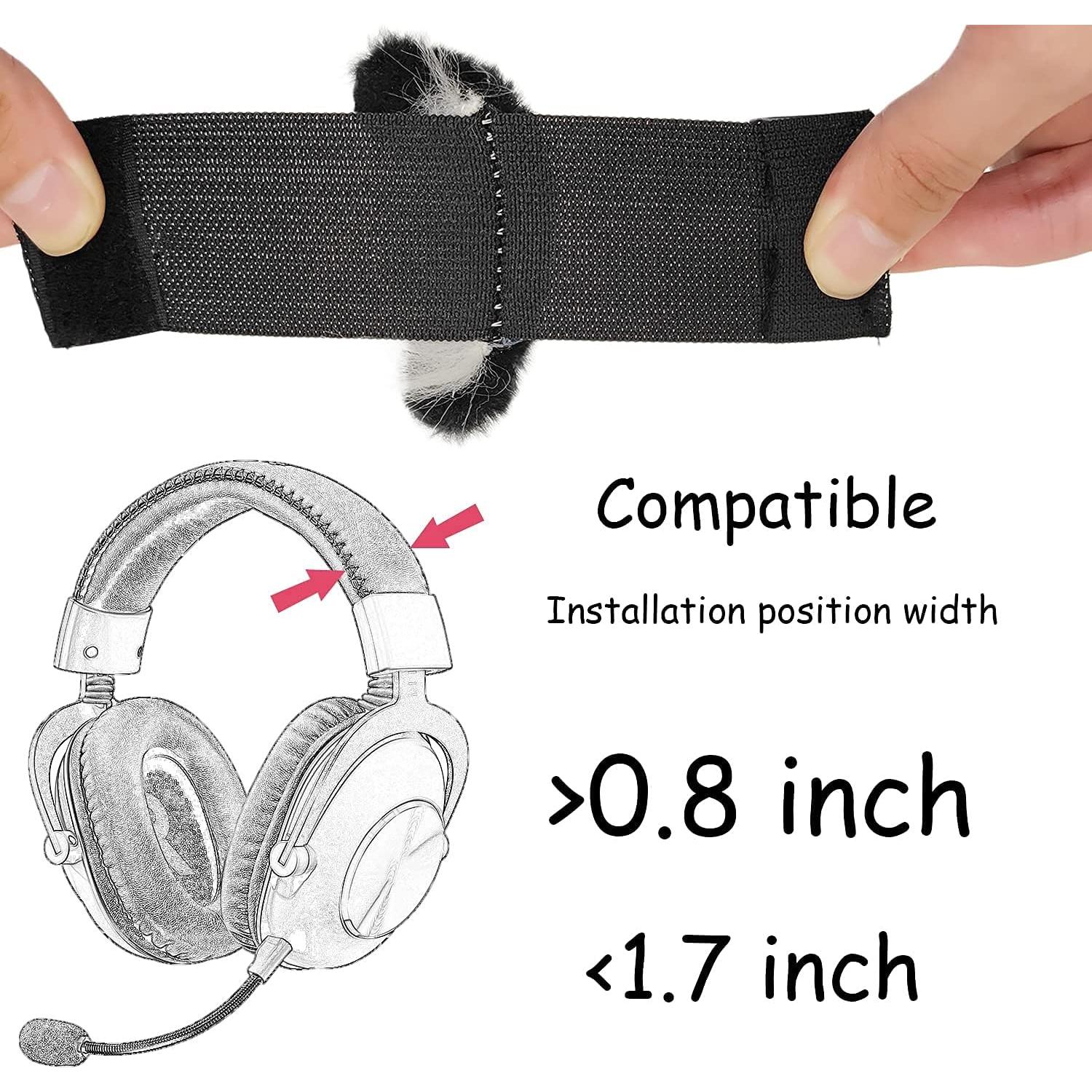 Orejas de Gato RUKUHOT para Auriculares Logitech G PRO - Negro y Blanco